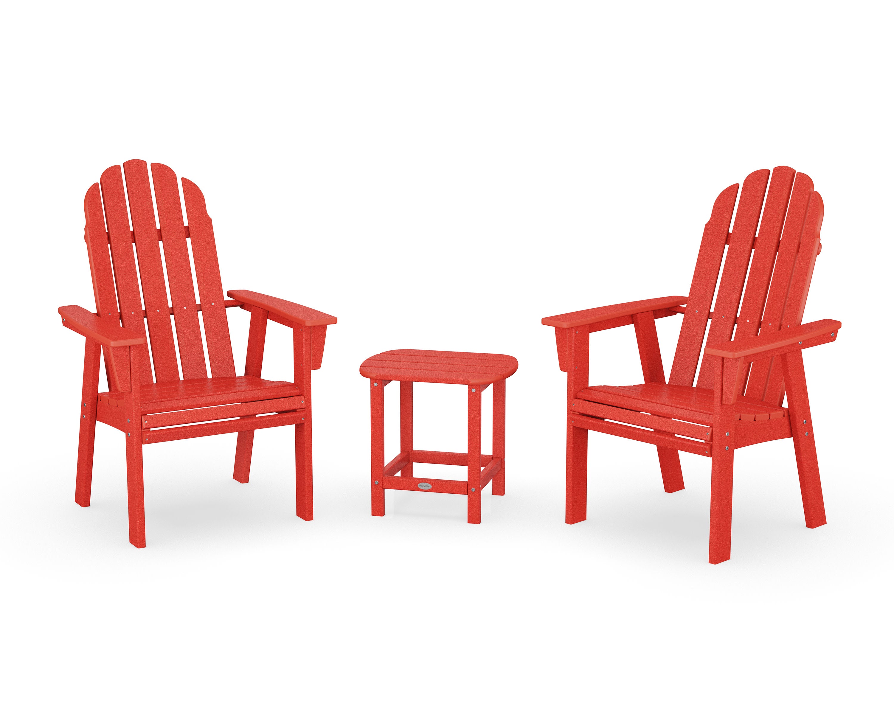 Vineyard 3-Piece Curveback Upright Adirondack Chair Set in Sunset Red