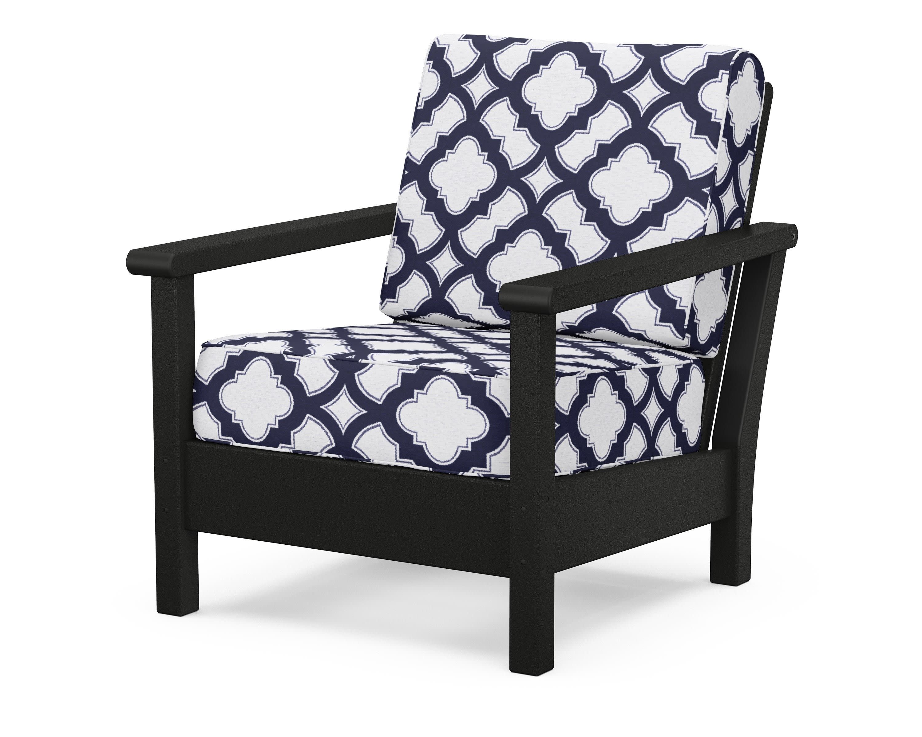 Harbour Deep Seating Chair in Black / Trellis Navy