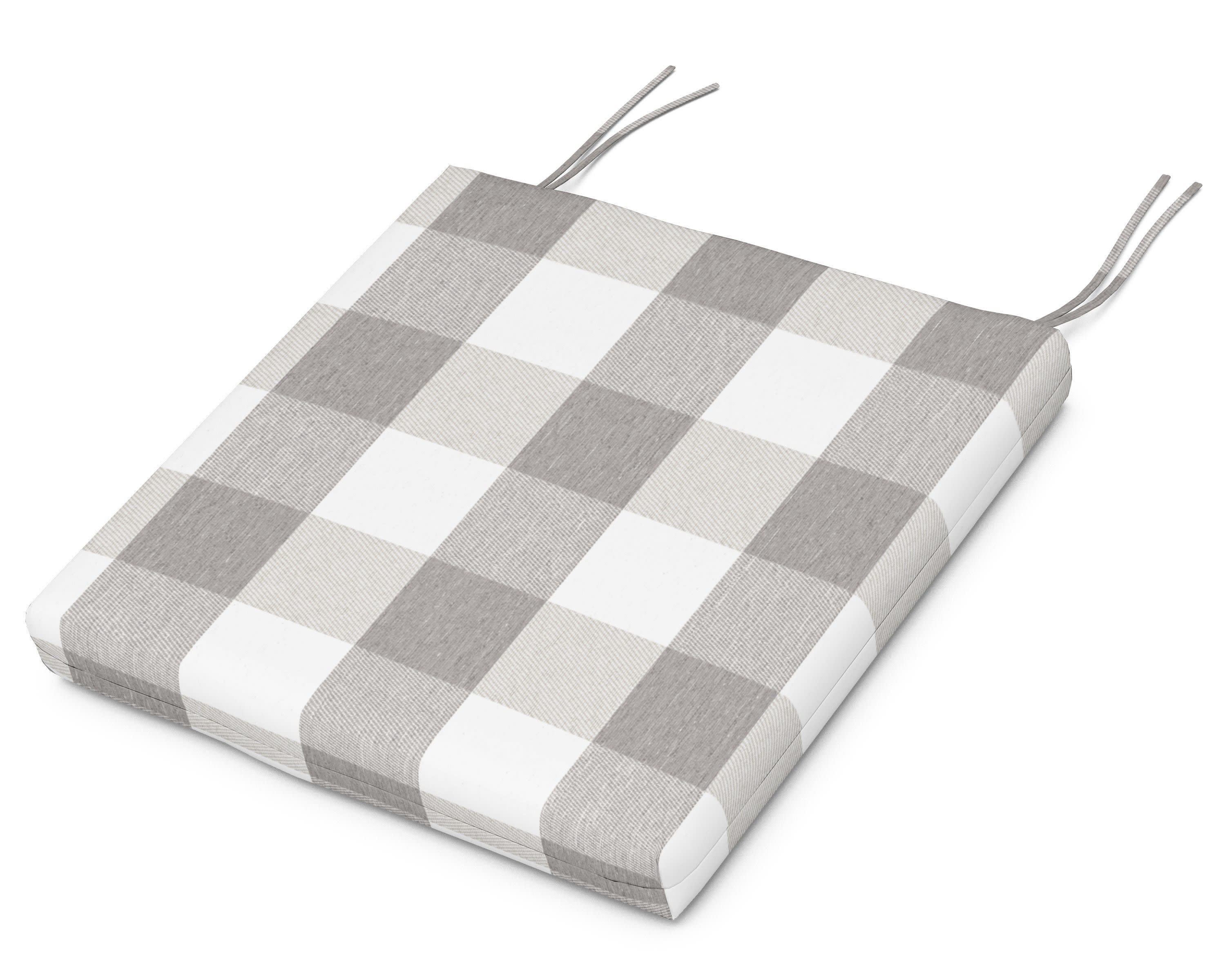 Seat Cushion - 17.25"D x 22"W x 2.5"H in Buffalo Plaid Grey Mist