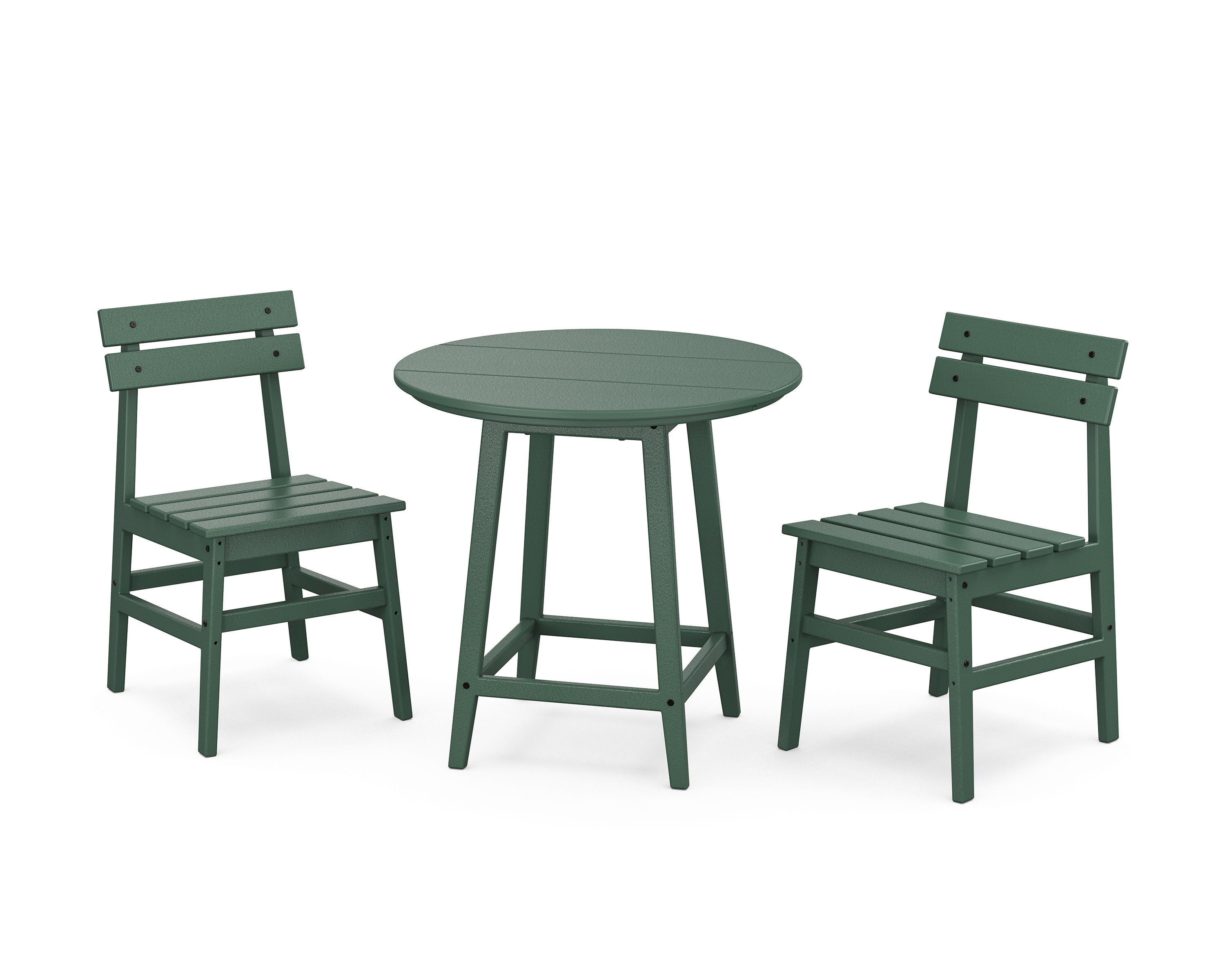 Modern Studio Plaza Chair 3-Piece Round Bistro Dining Set in Green