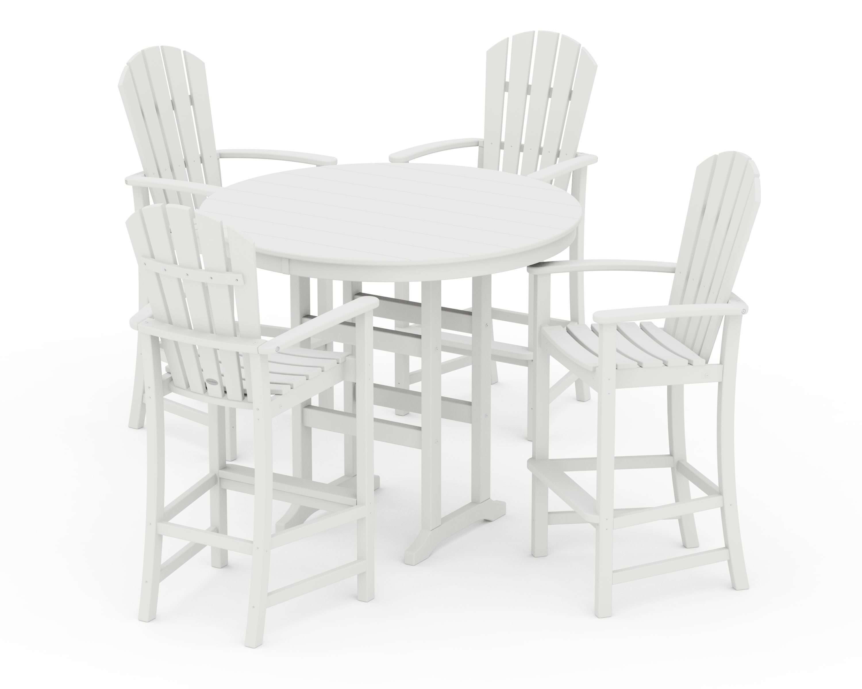 Palm Coast 5-Piece Round Farmhouse Bar Set in White