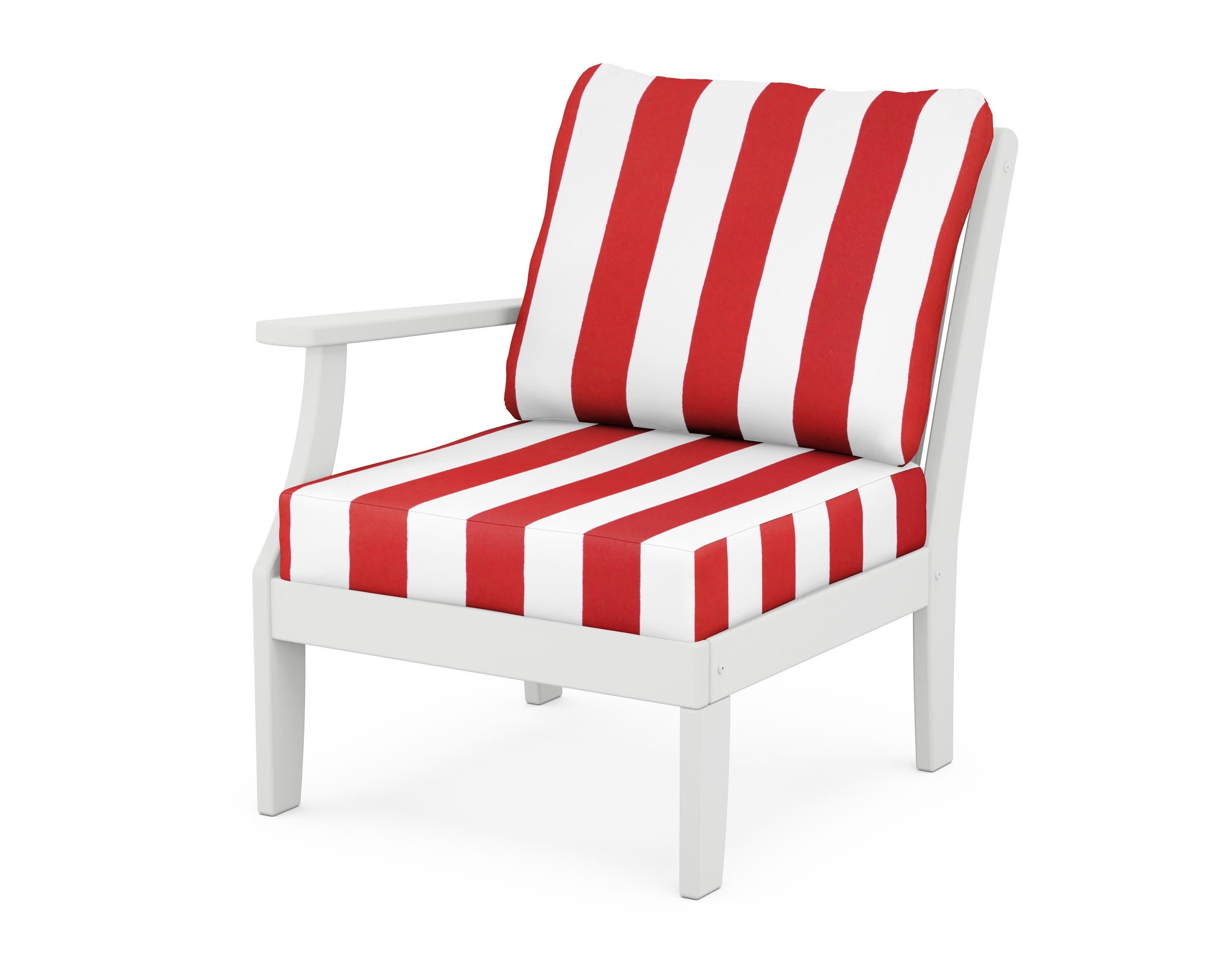Braxton Modular Left Arm Chair in White / Cabana Stripe Crimson