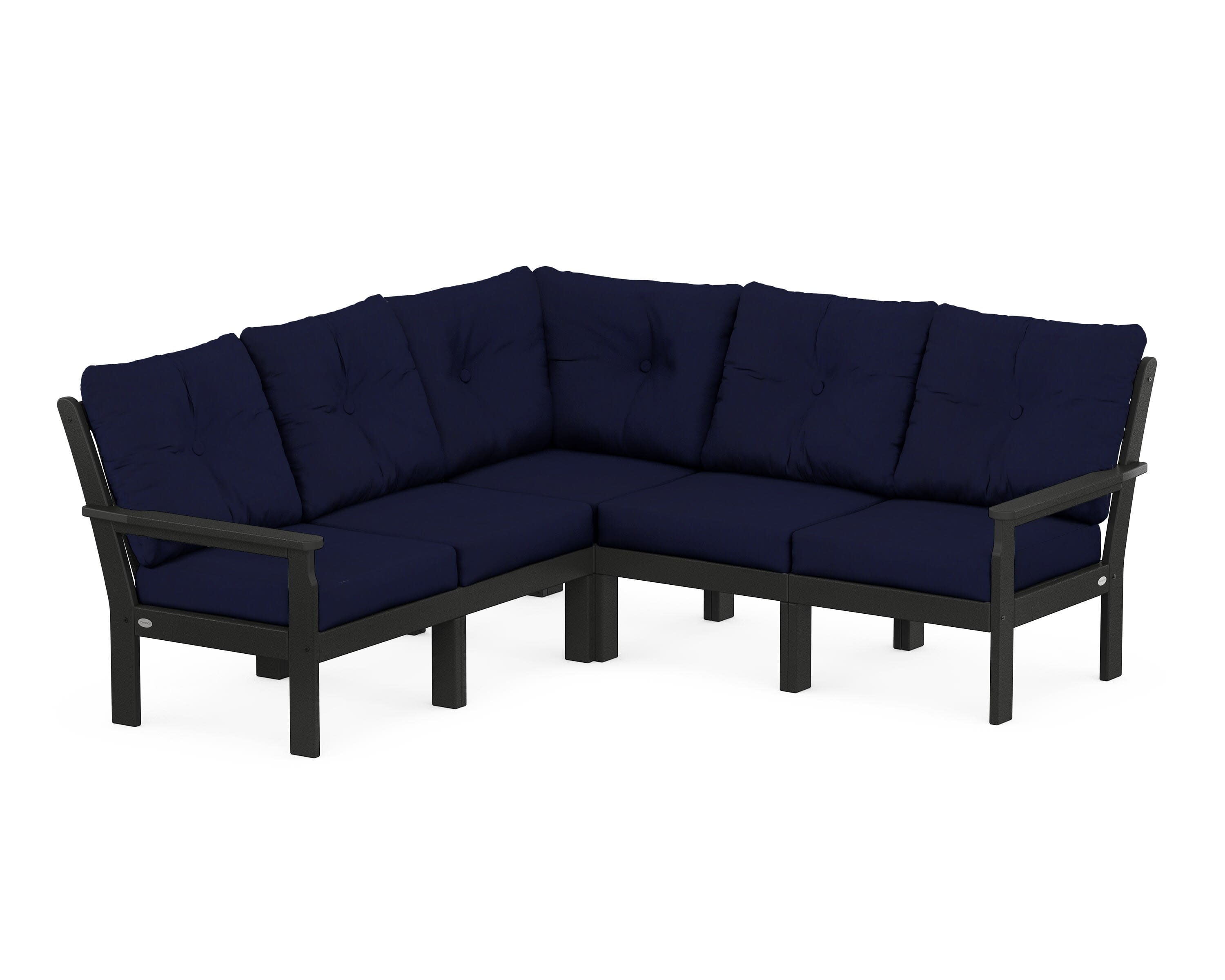 Vineyard 5-Piece Sectional in Black / Navy