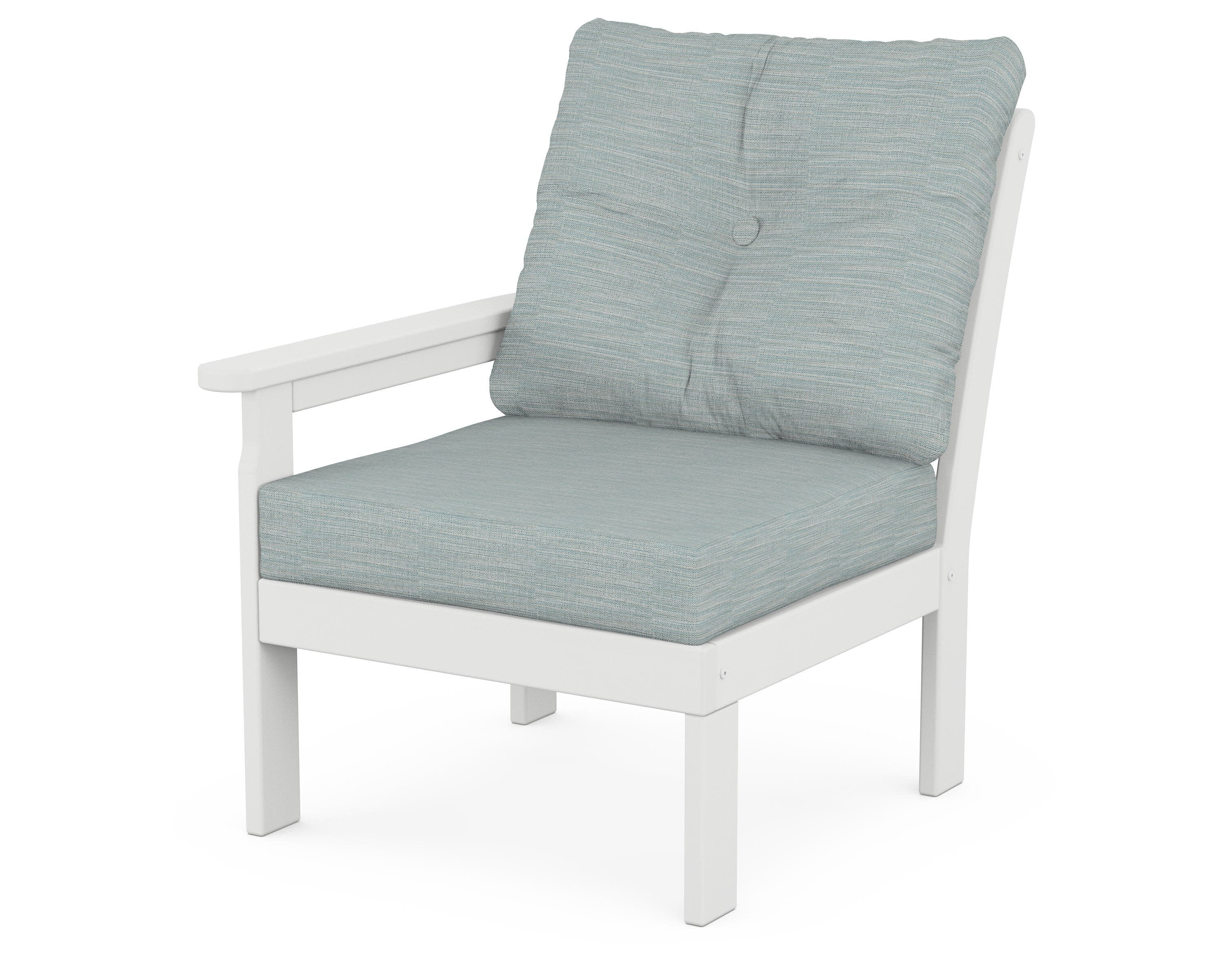 Vineyard Modular Left Arm Chair in White / Soothe Mist