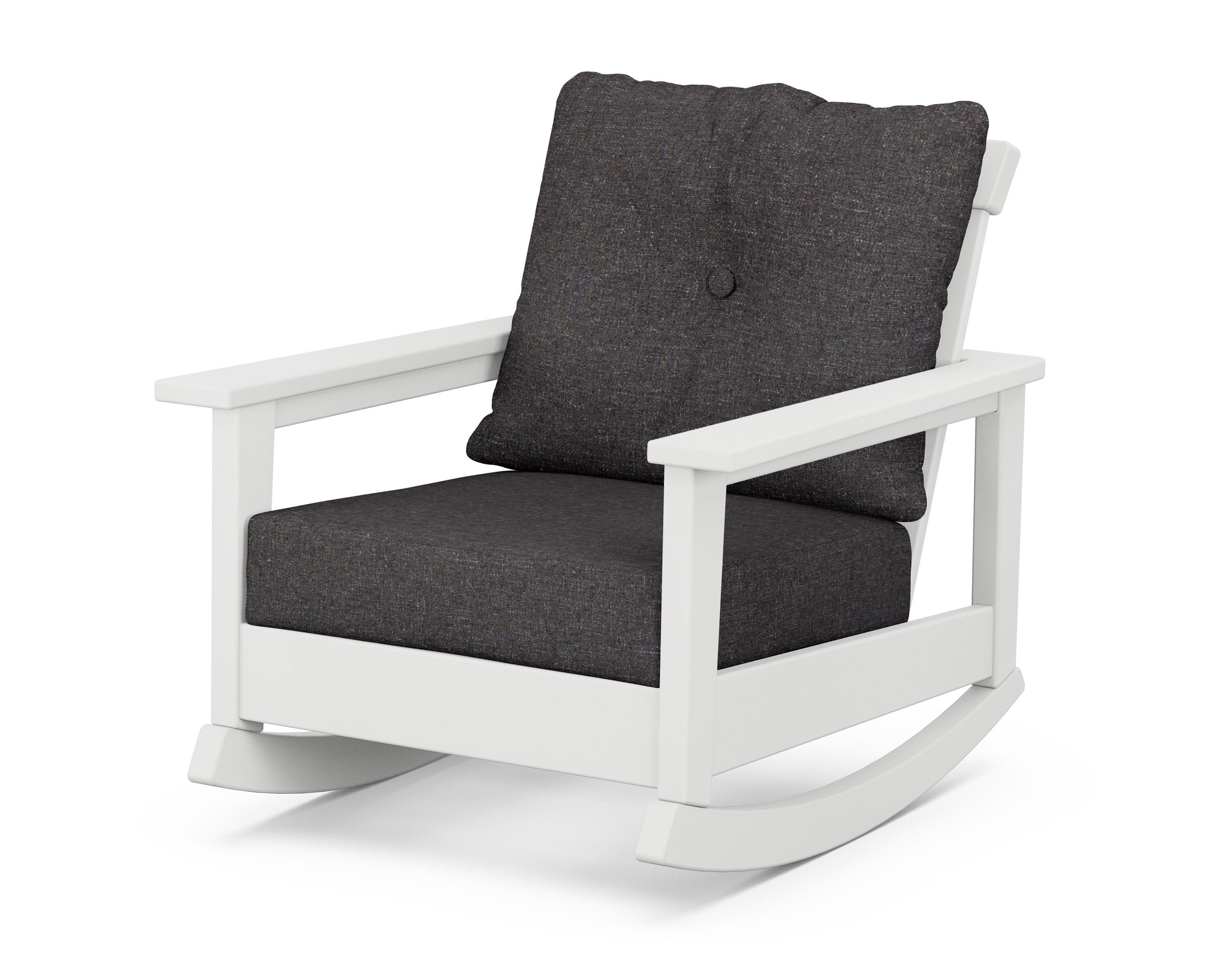 Prescott Deep Seating Rocking Chair in White / Ash Charcoal