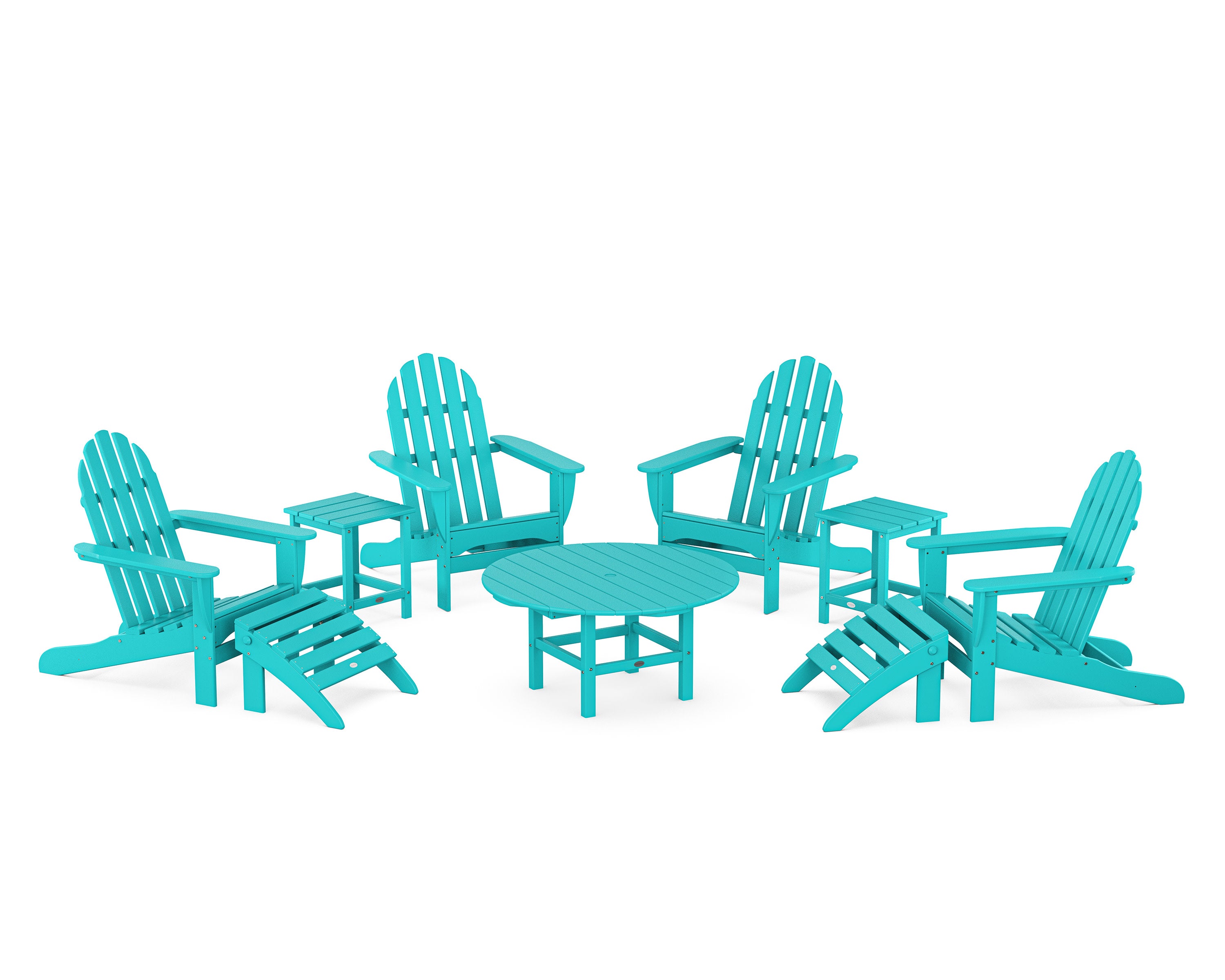 Classic Adirondack Chair 9-Piece Conversation Set in Aruba