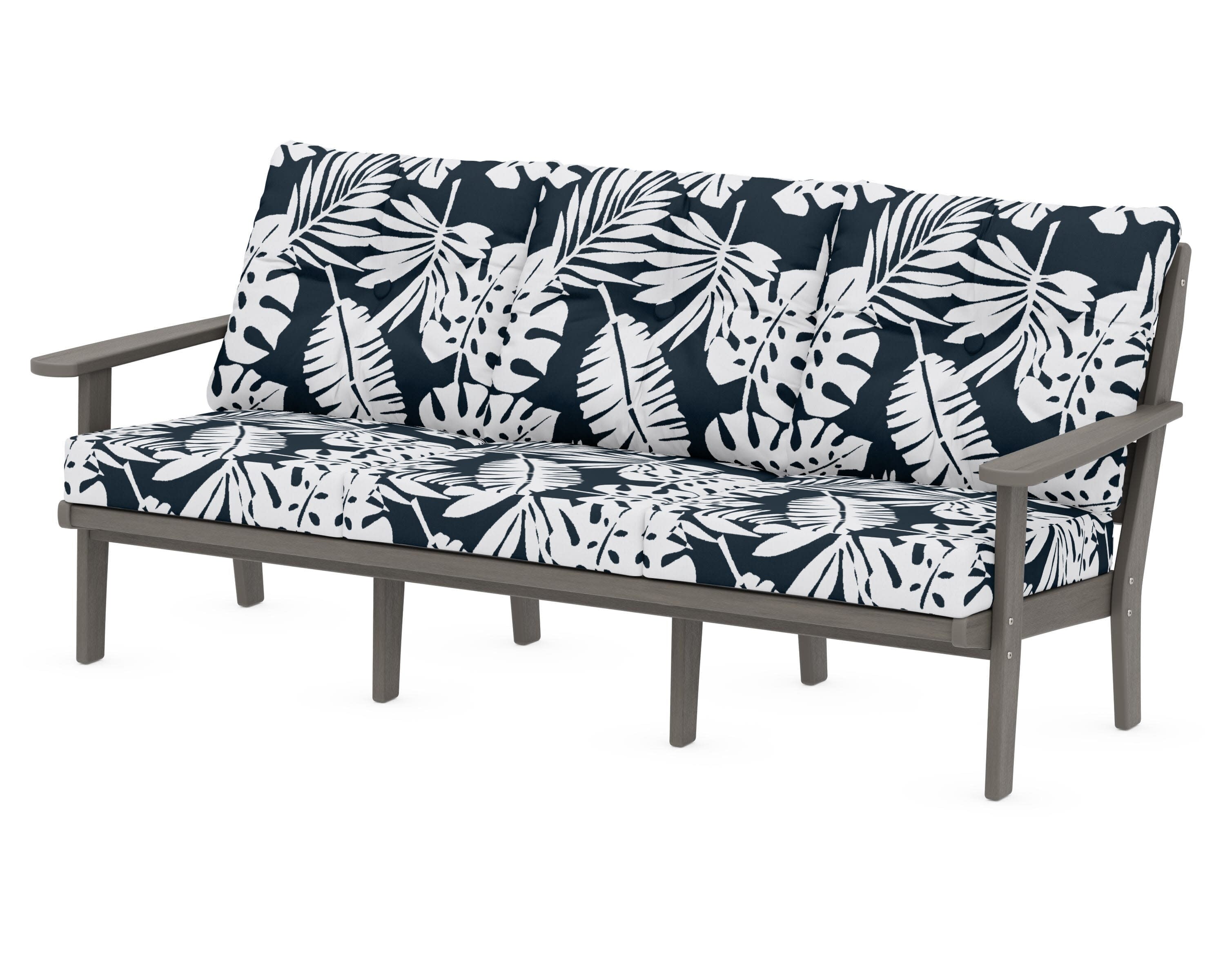 Lakeside Deep Seating Sofa in Driftwood / Leaf Marine Indigo