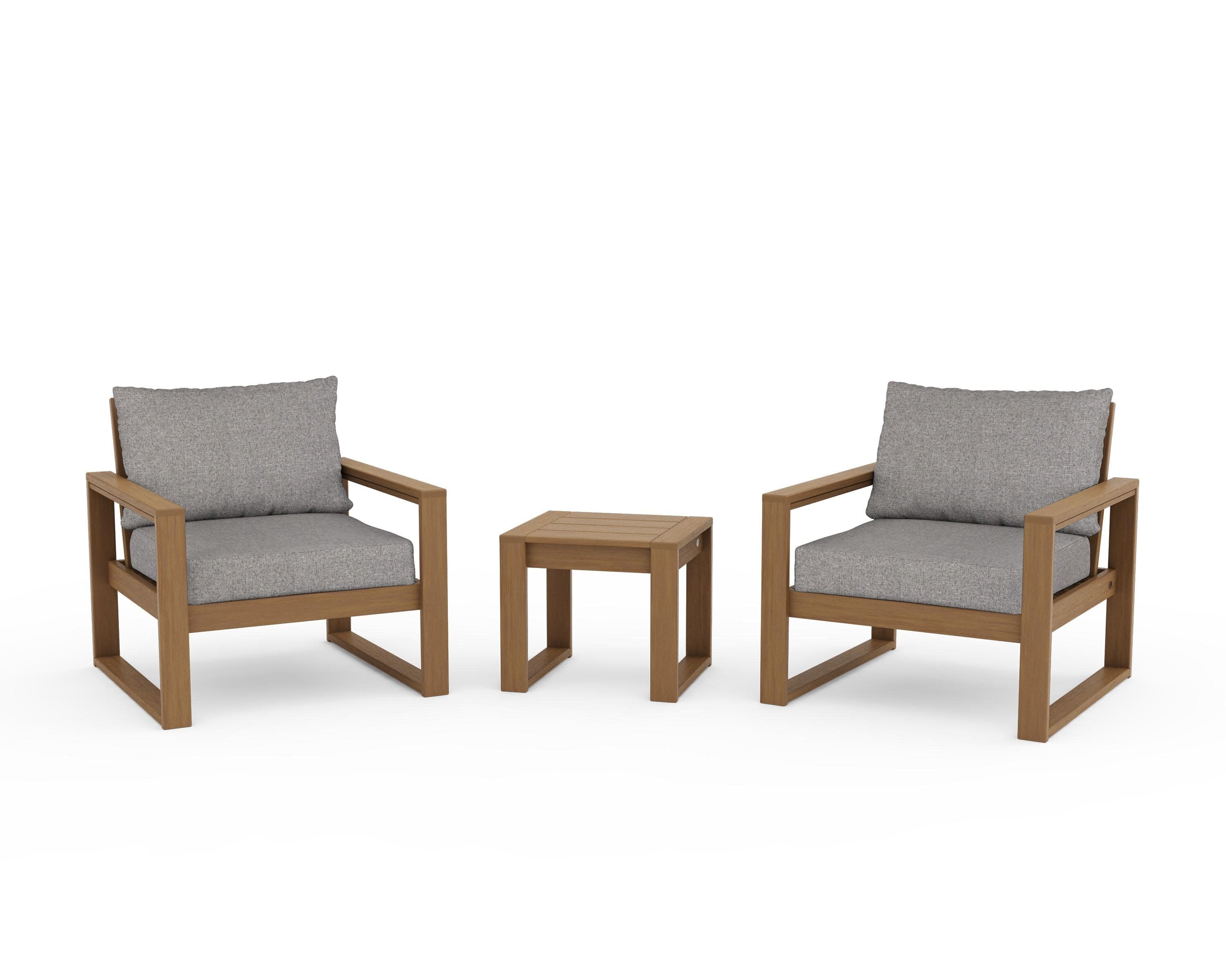 EDGE Sectional 3-Piece Deep Seating Set in Natural / Grey Mist