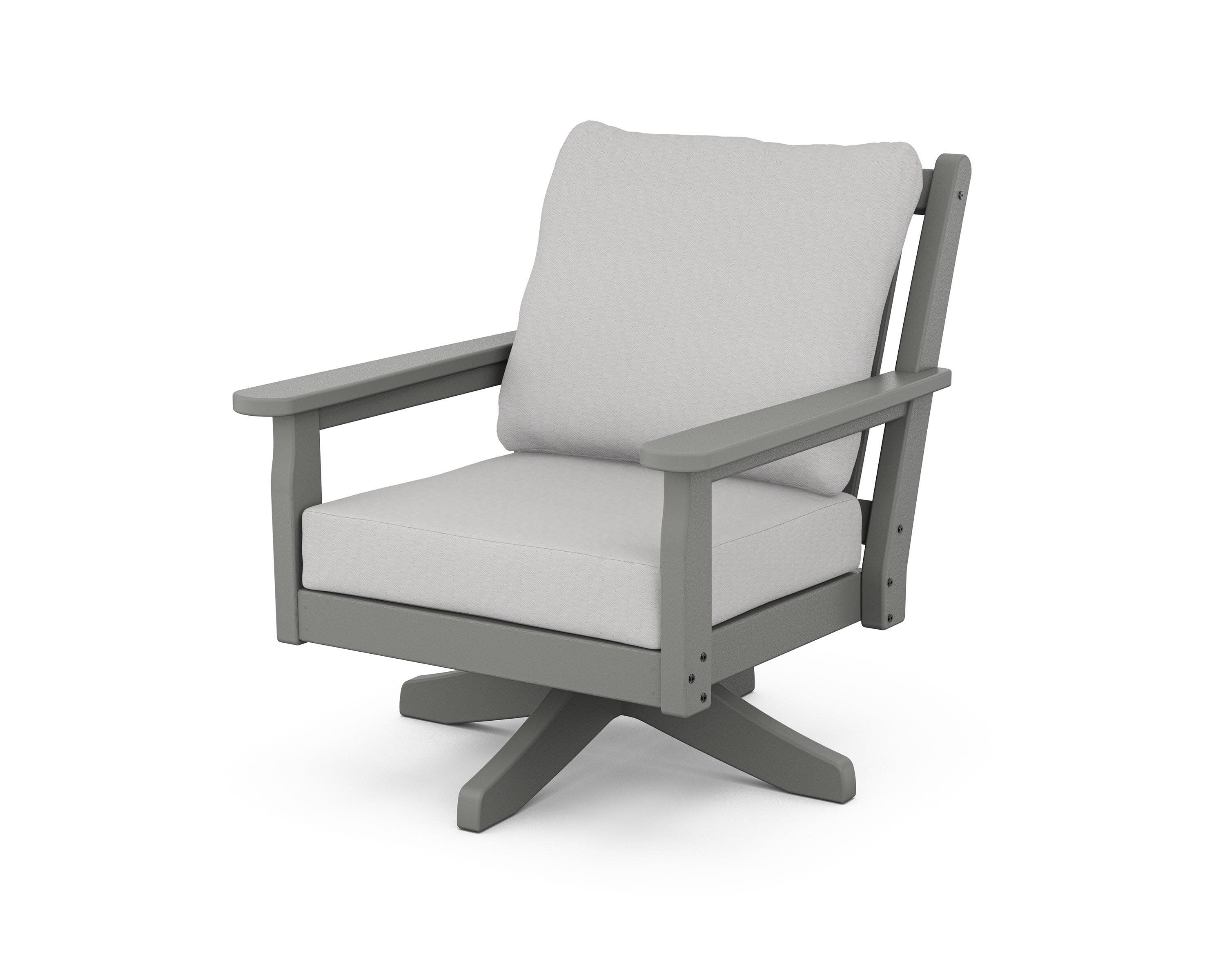 Chippendale Deep Seating Swivel Chair in Slate Grey / Diamond in the Rough