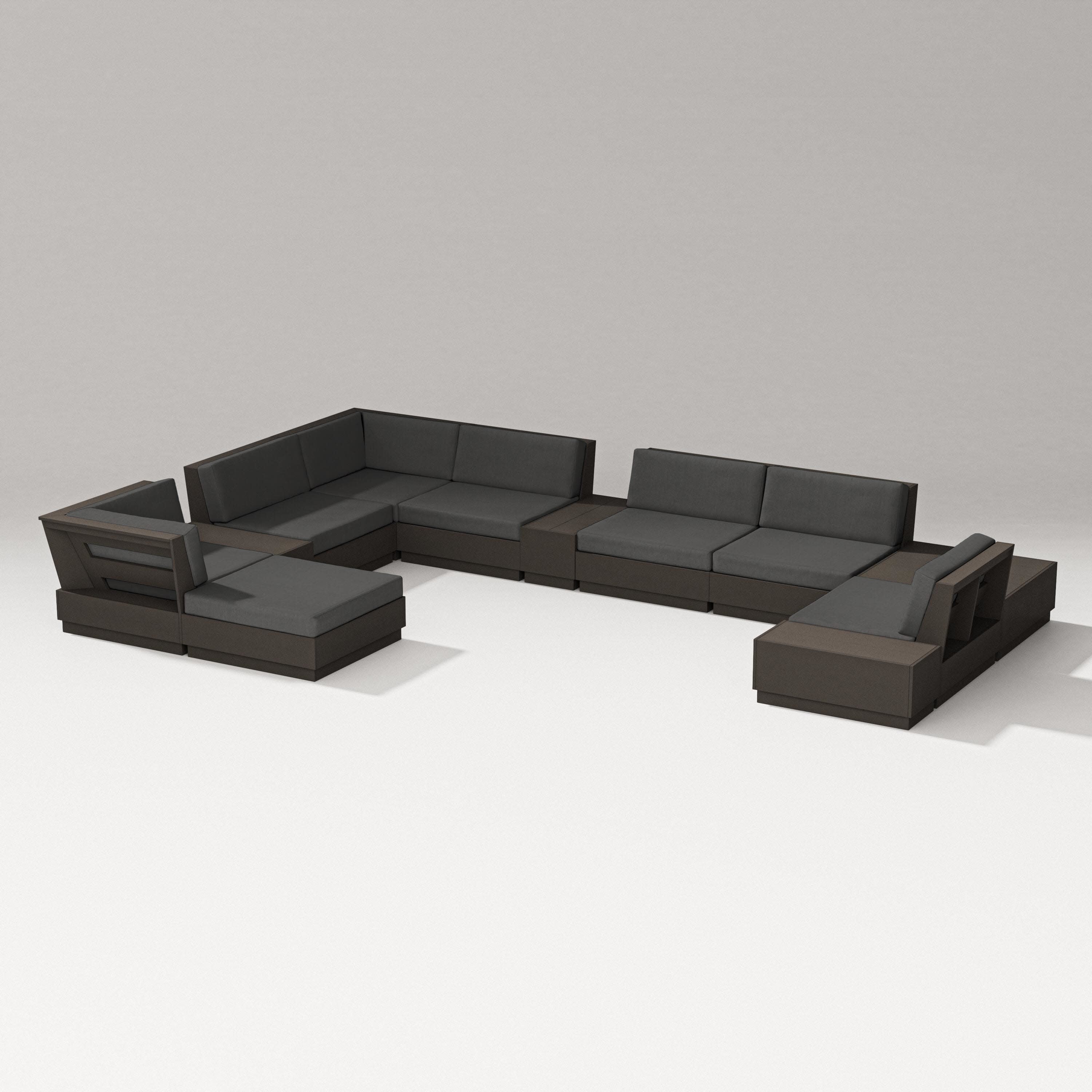 Elevate 12-Piece Conversation Sectional Set in Vintage Coffee / Spectrum Carbon