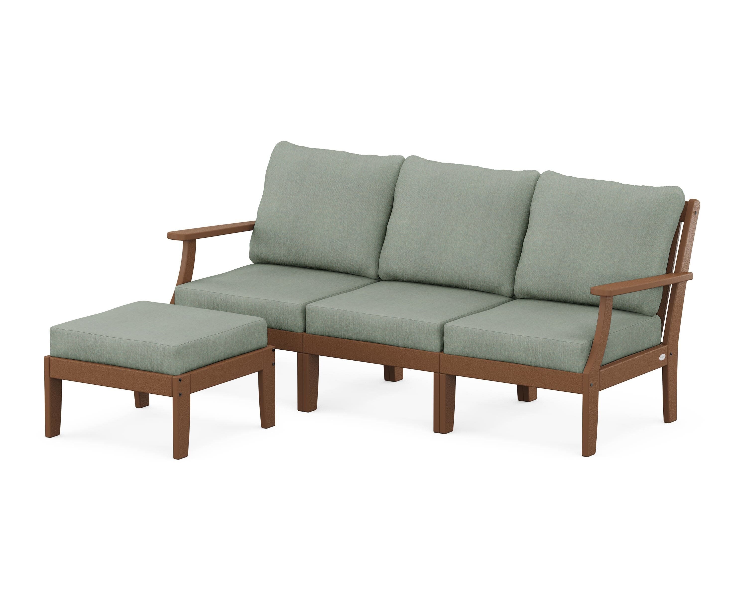 Braxton Modular 4-Piece Deep Seating Set with Ottoman in Teak / Cast Sage