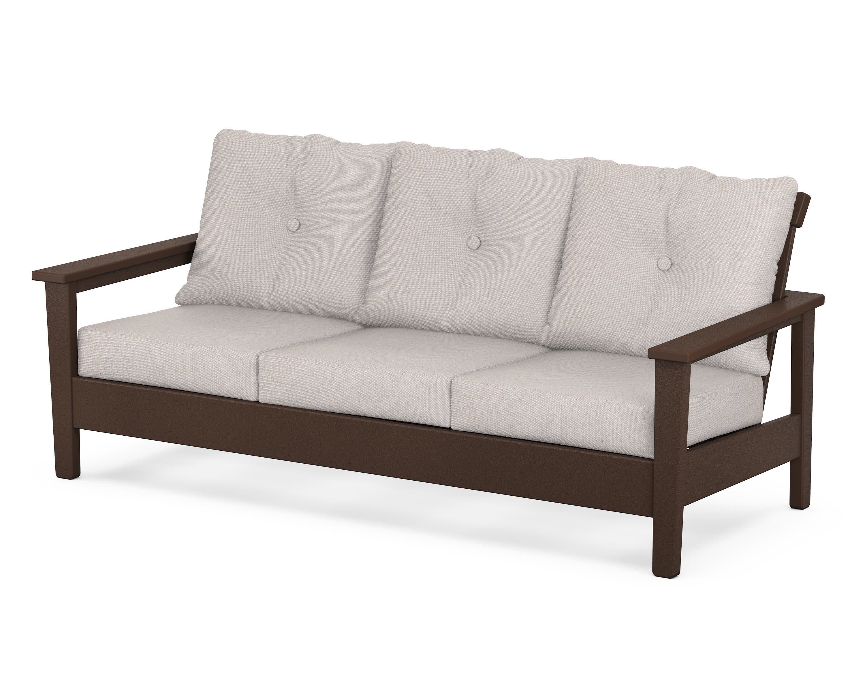 Prescott Deep Seating Sofa in Mahogany / Dune Burlap