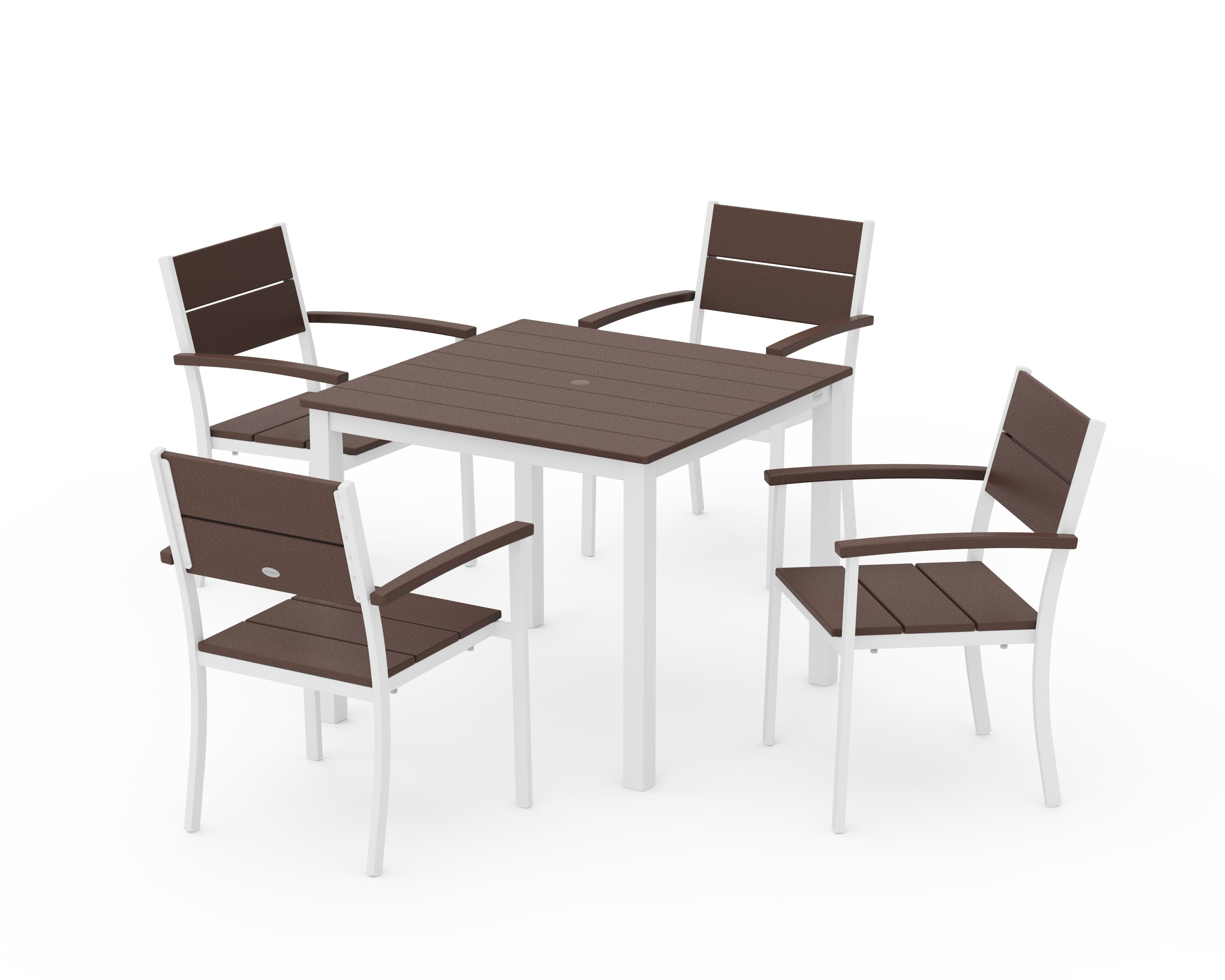 Main Street 5-Piece Dining Set in White / Mahogany