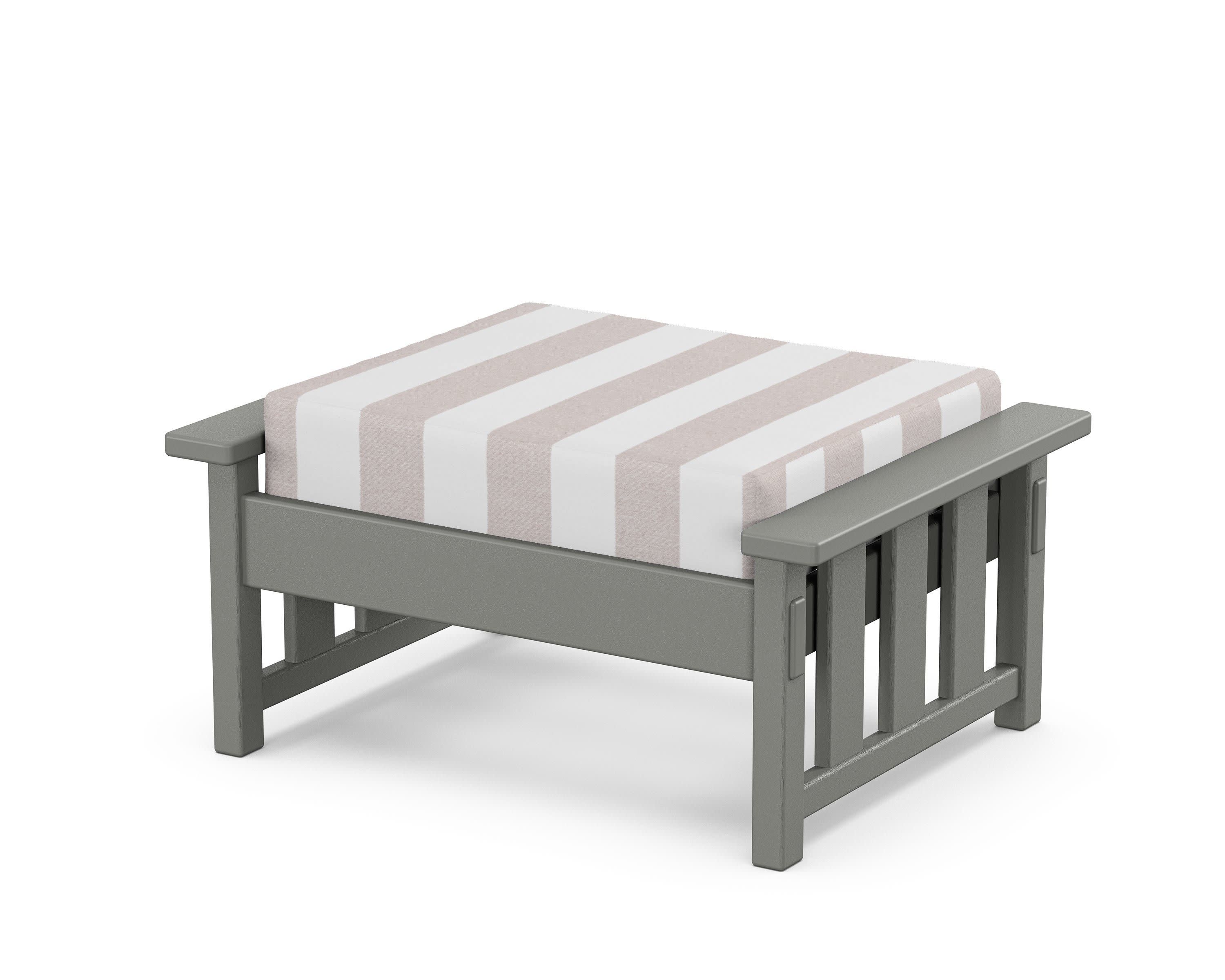 Acadia Deep Seating Ottoman in Slate Grey / Cabana Stripe Dune Burlap