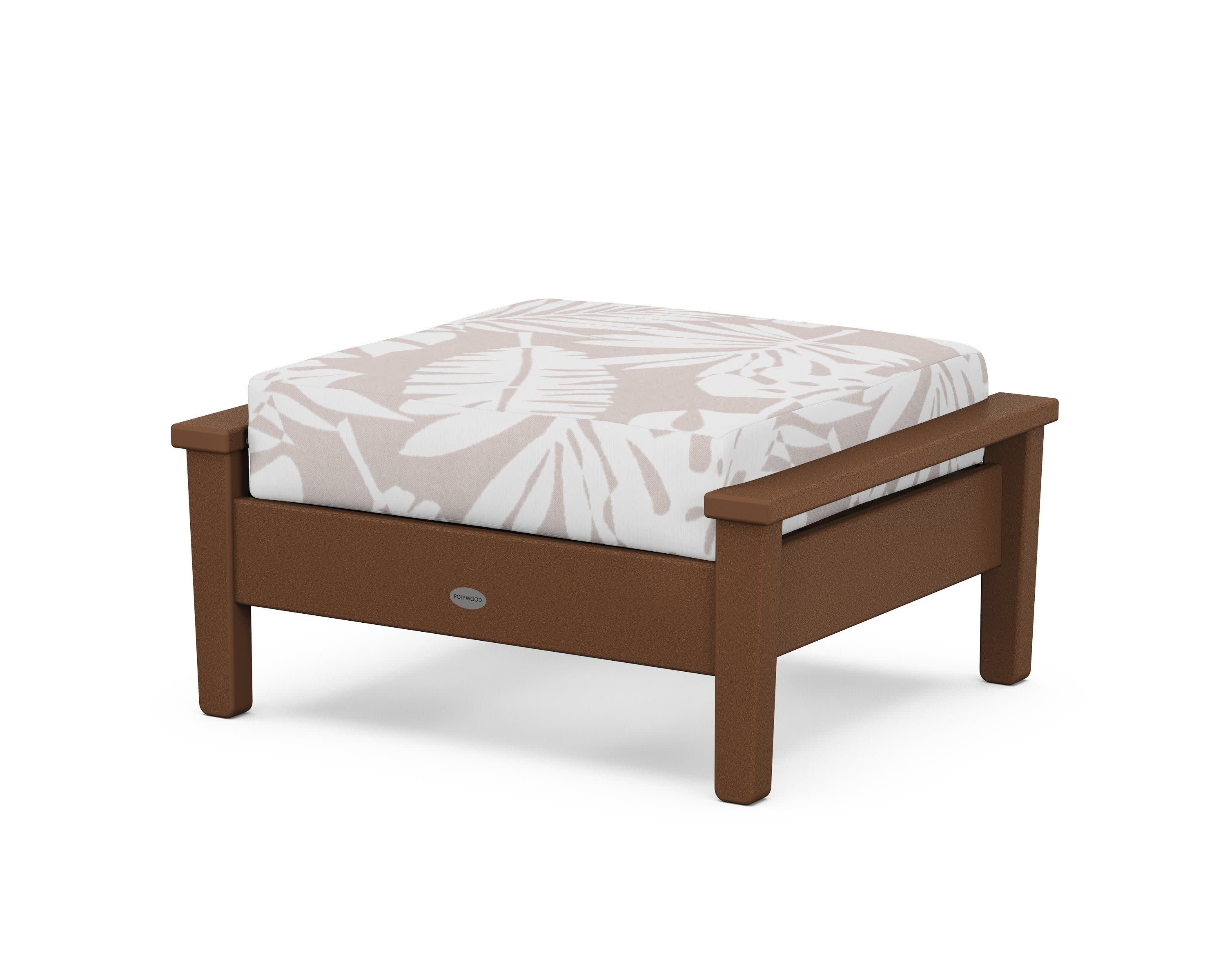 Prescott Deep Seating Ottoman in Teak / Leaf Dune Burlap