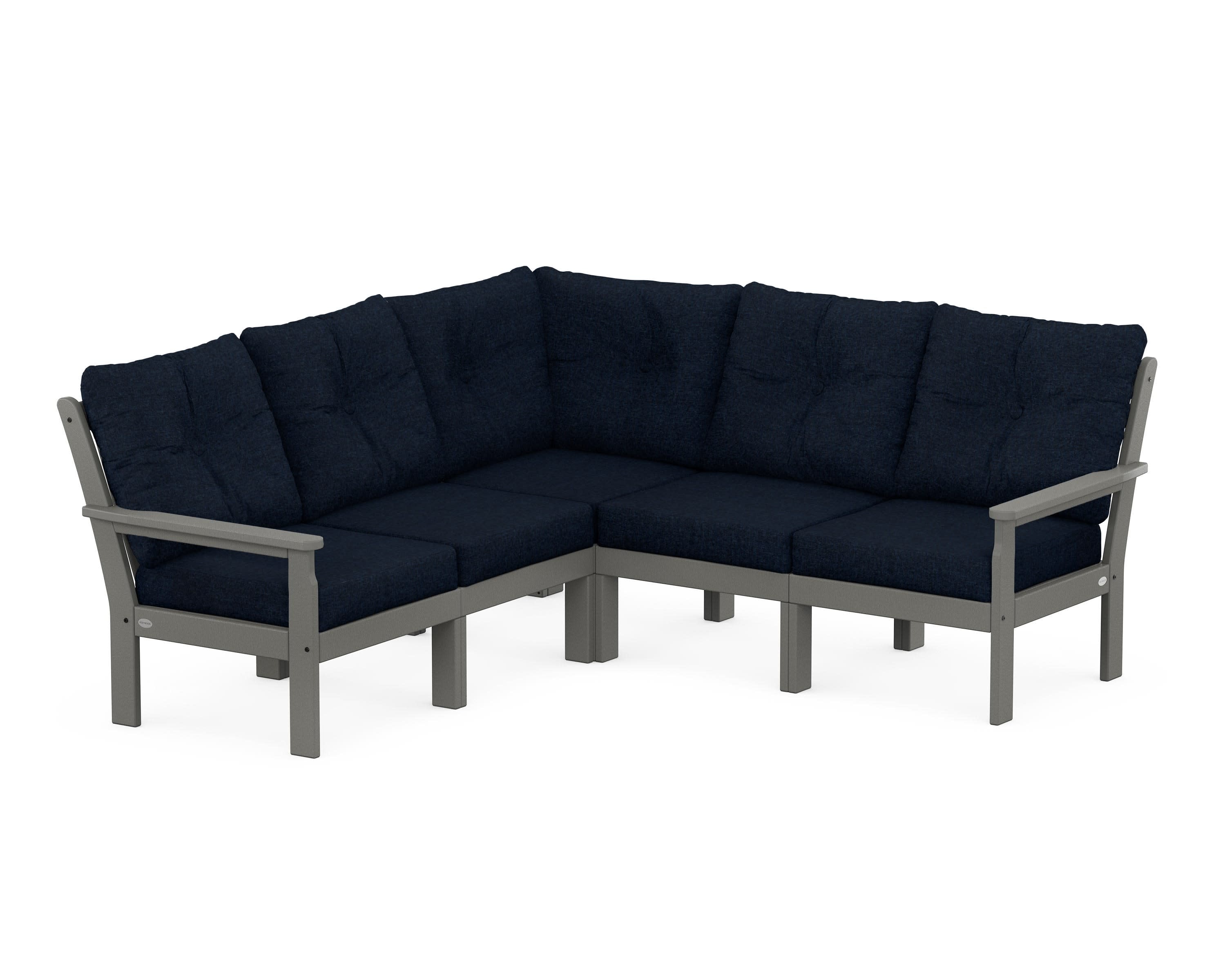 Vineyard 5-Piece Sectional in Slate Grey / Marine Indigo