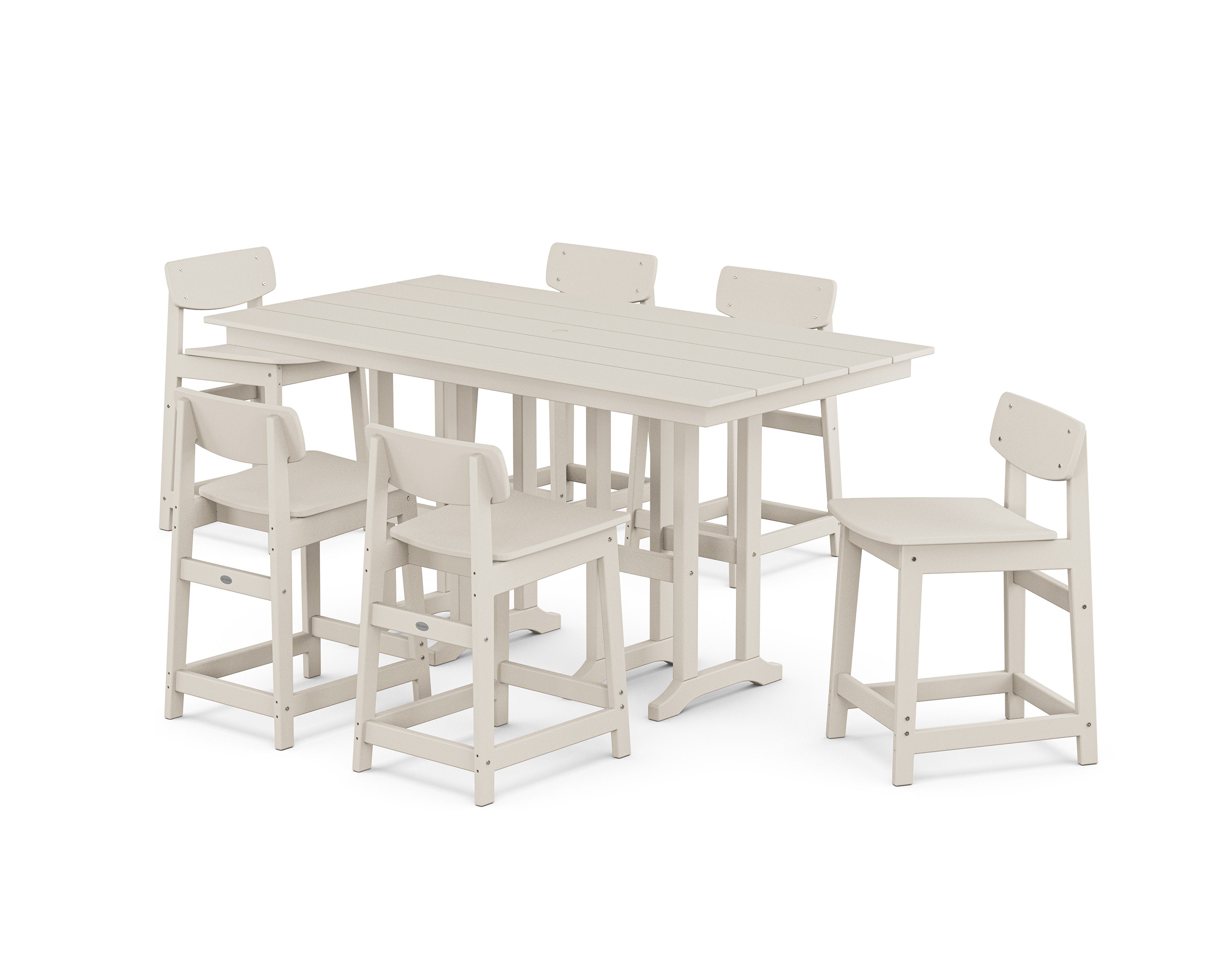 Modern Studio Urban Lowback Counter Chair 7-Piece Set in Sand