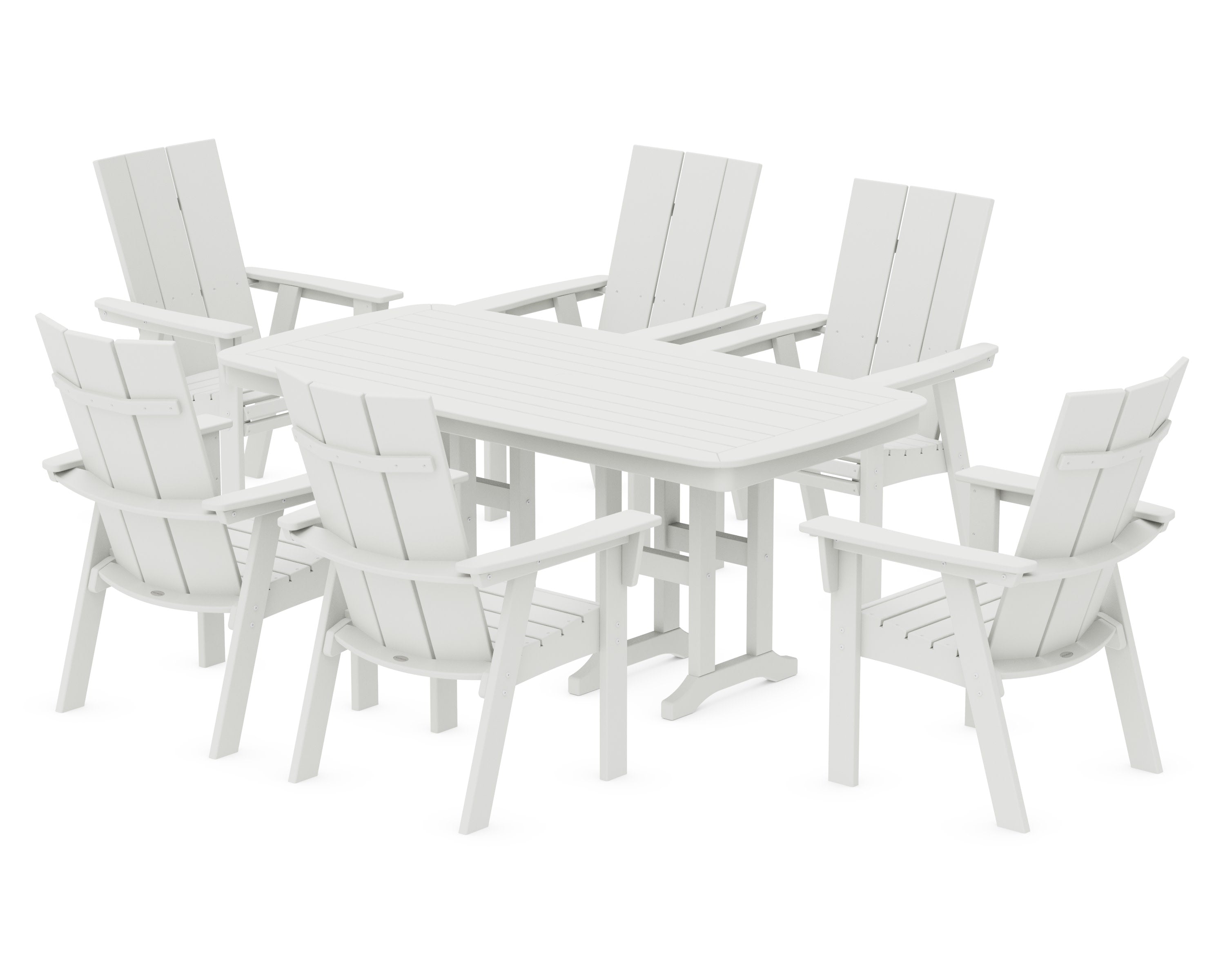 Modern Curveback Adirondack 7-Piece Dining Set in Vintage White