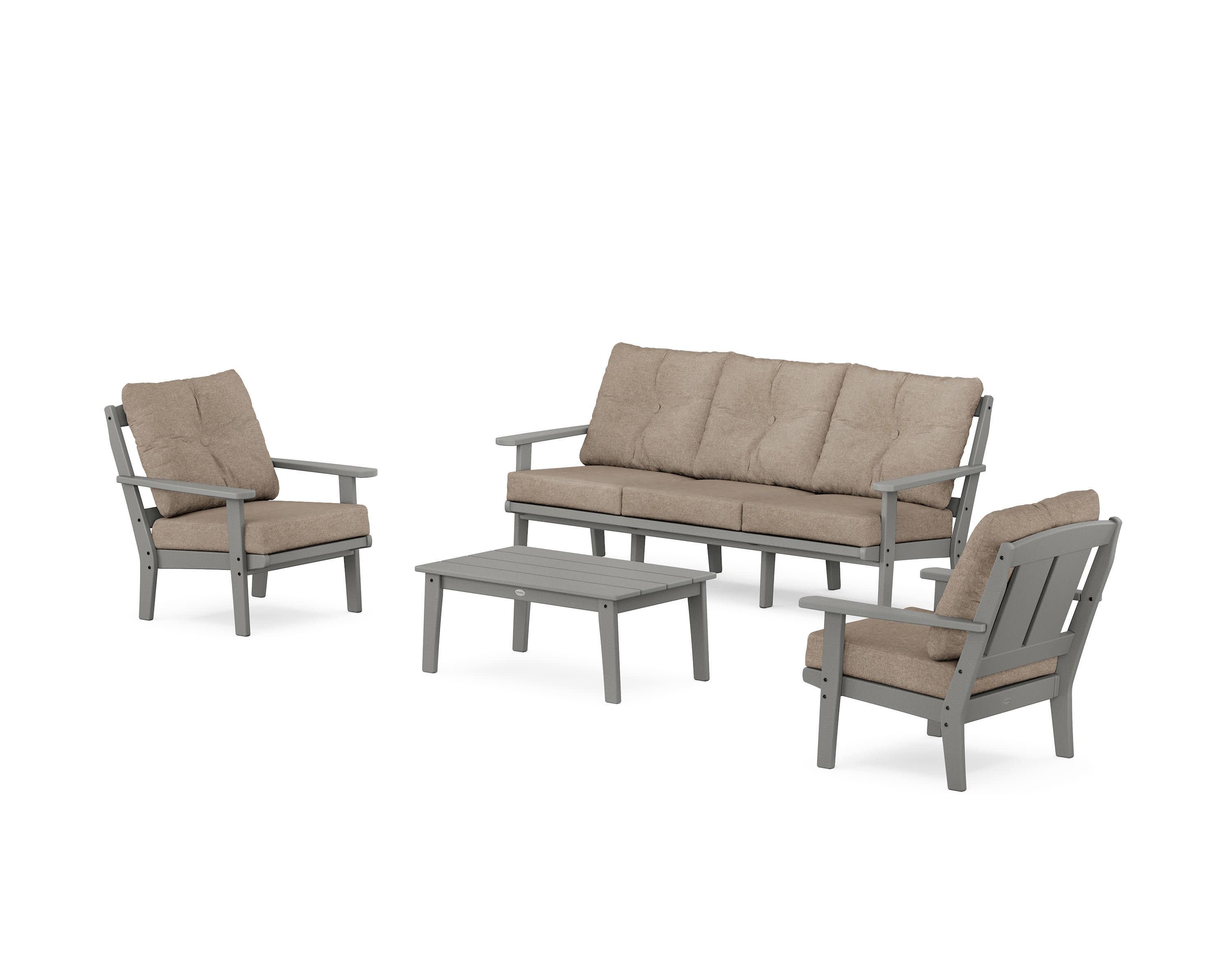 Mission 4-Piece Deep Seating Set with Sofa in Slate Grey / Spiced Burlap