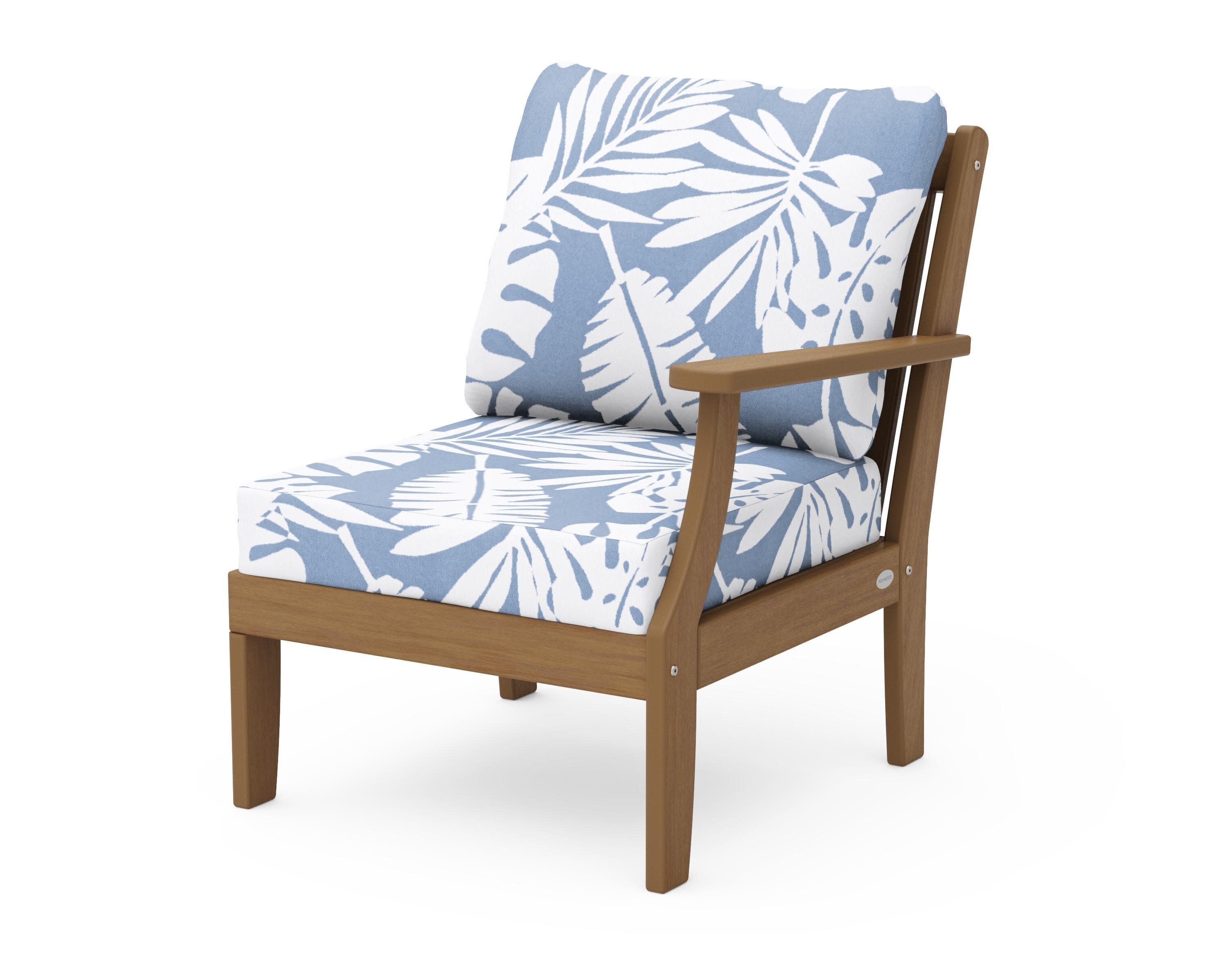 Braxton Modular Right Arm Chair in Natural / Leaf Sky Blue
