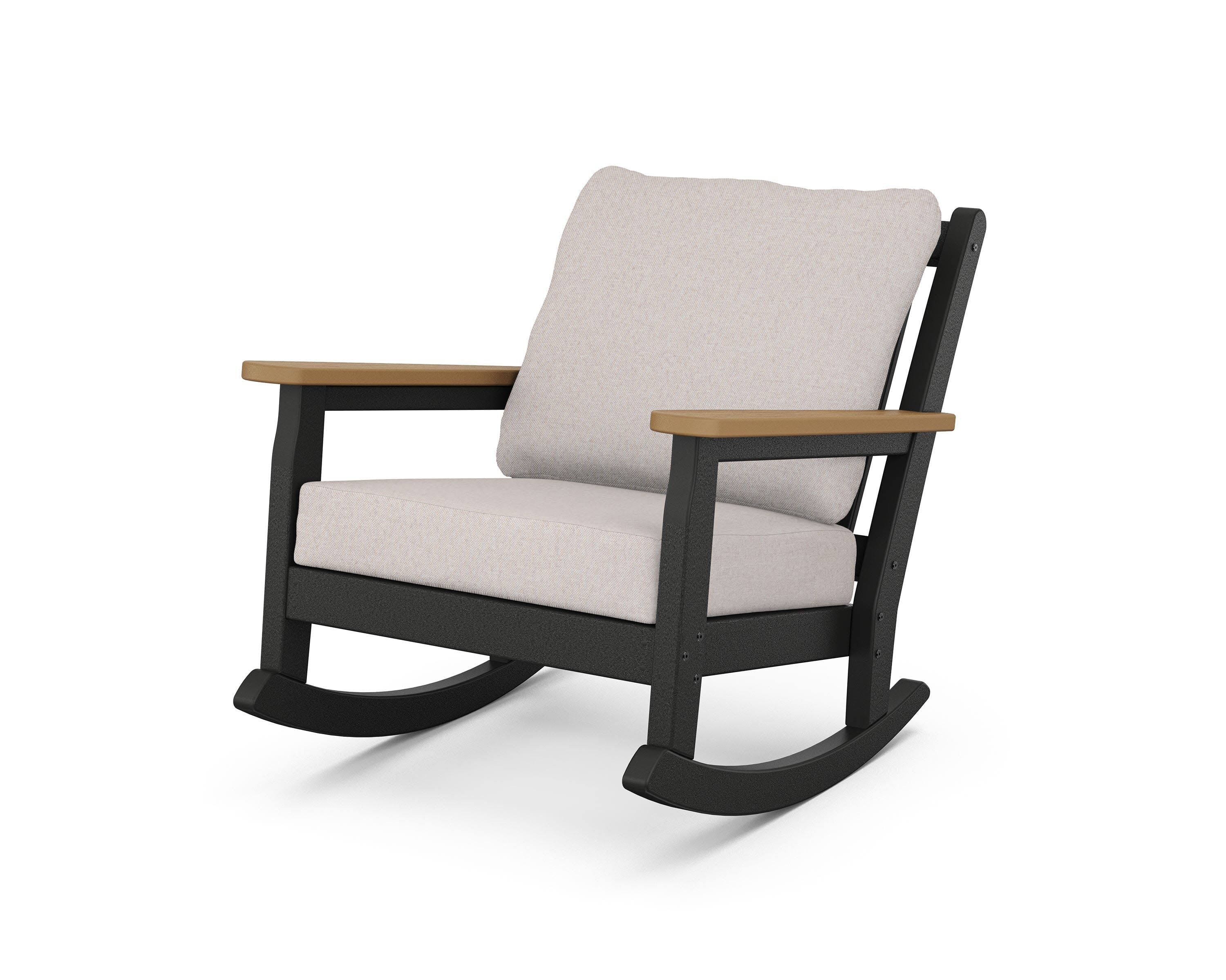Chippendale Deep Seating Rocking Chair in Black / Natural / Dune Burlap