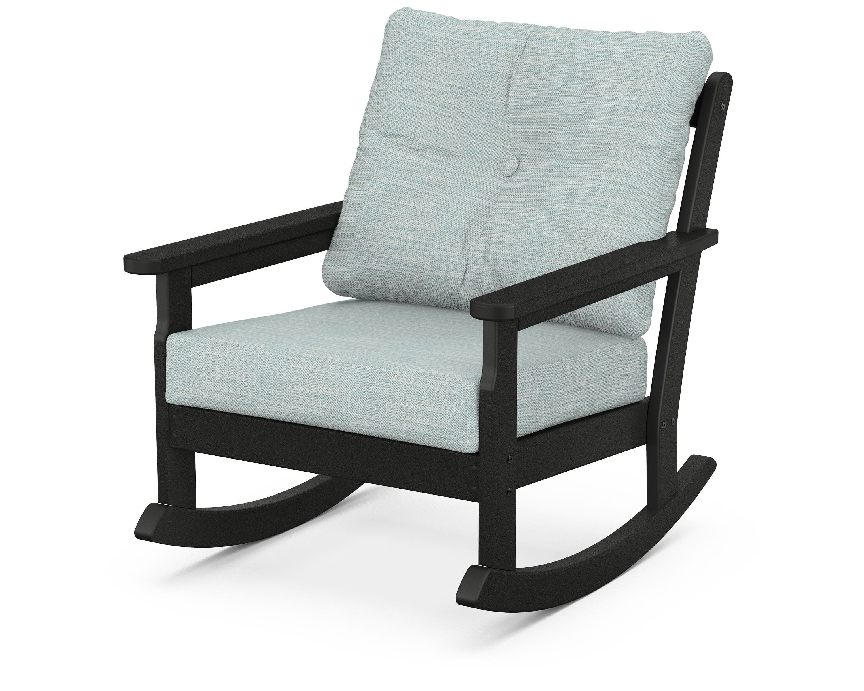 Vineyard Deep Seating Rocking Chair in Black / Soothe Mist
