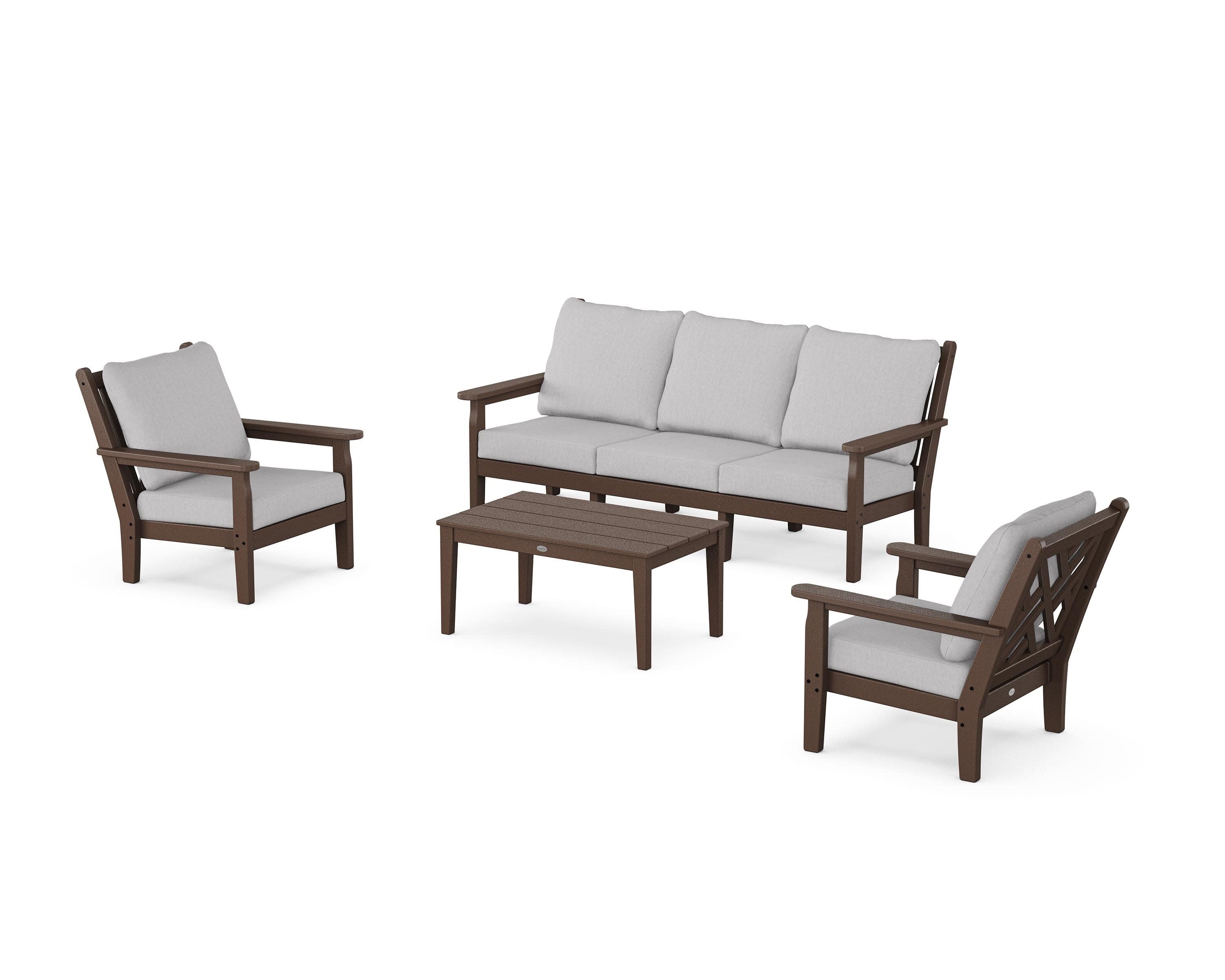 Chippendale 4-Piece Deep Seating Set with Sofa in Mahogany / Granite
