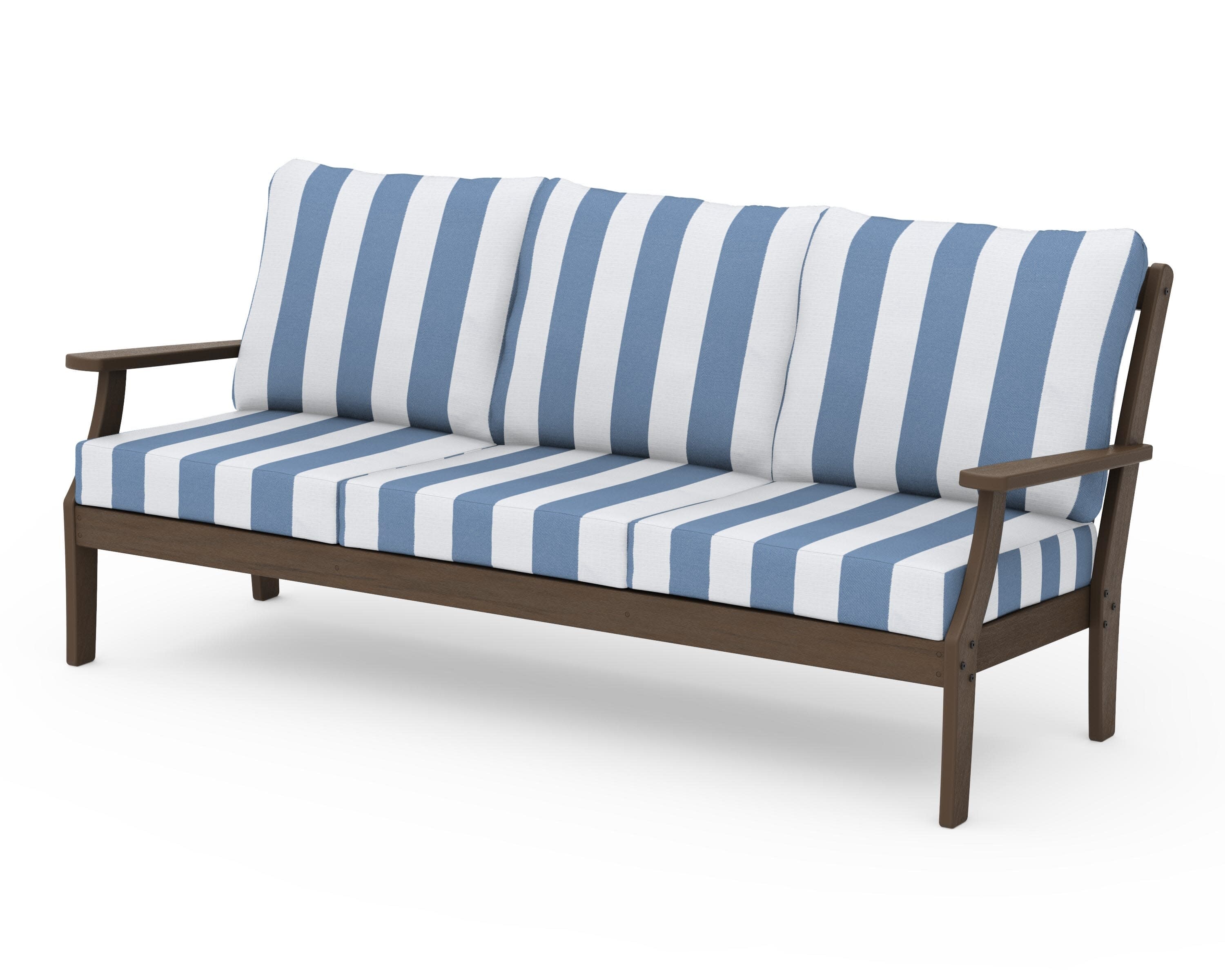 Braxton Deep Seating Sofa in Kona / Cabana Stripe Sky Blue