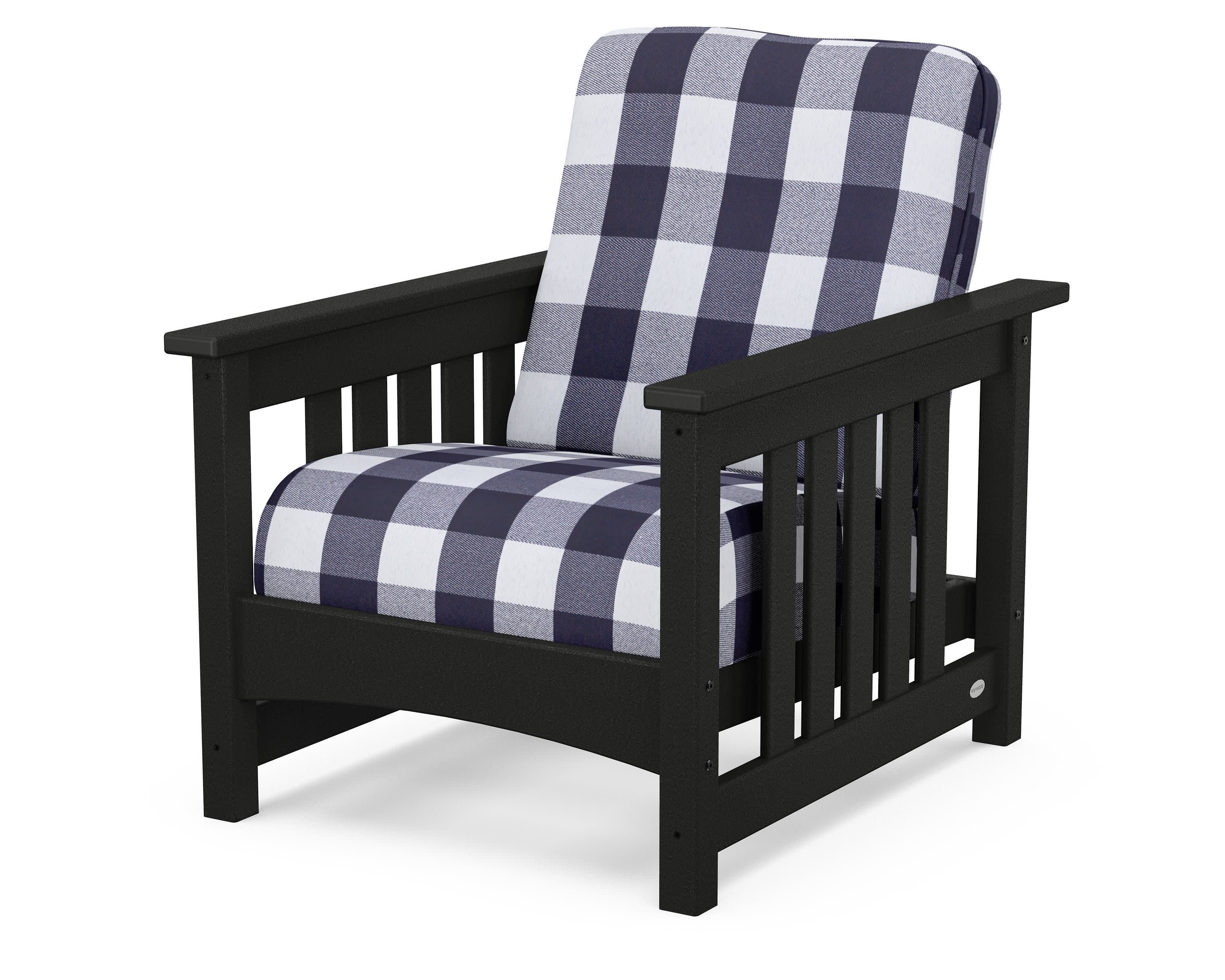 Club Mission Chair in Black / Buffalo Plaid Navy