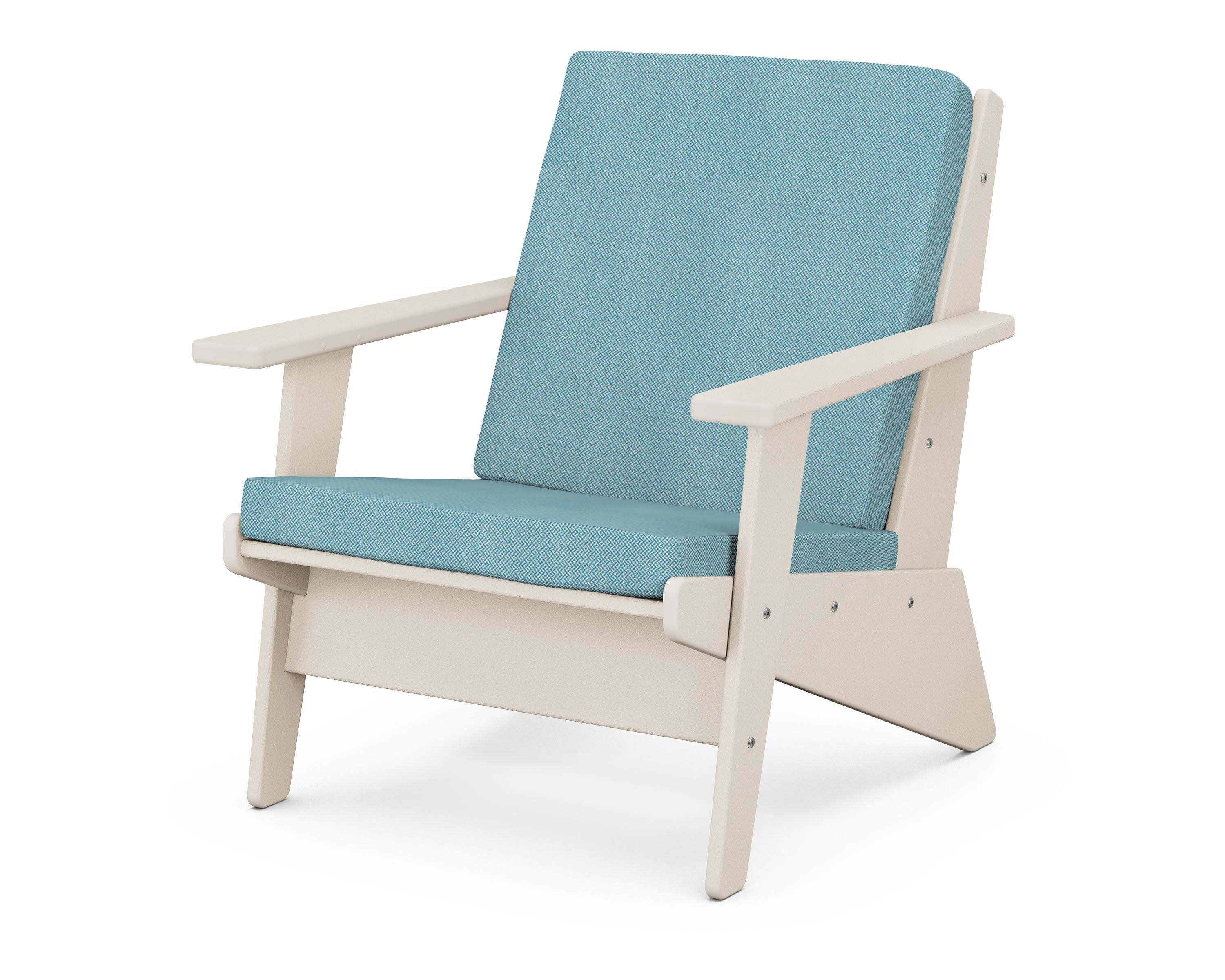 Riviera Modern Lounge Chair in Sand / Lattice Sky Blue