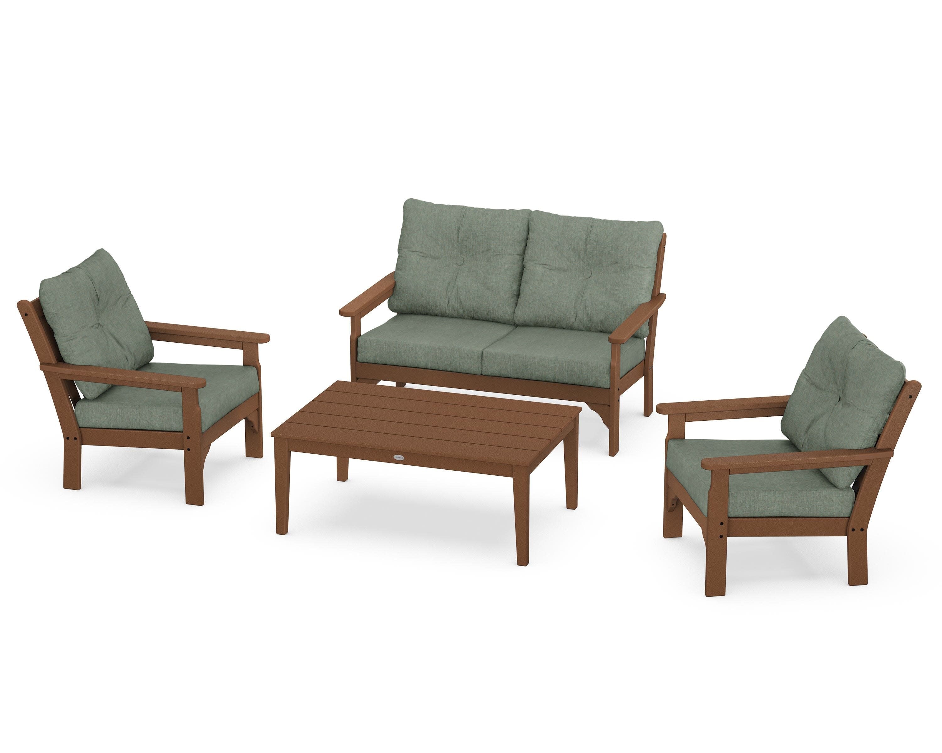Vineyard 4-Piece Deep Seating Set in Teak / Cast Sage
