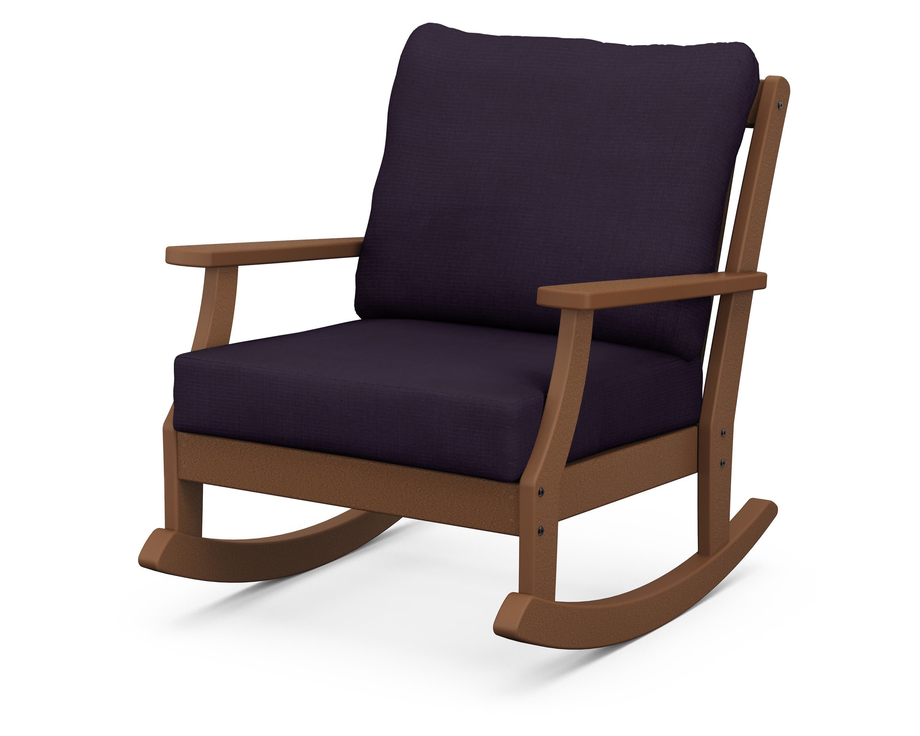 Braxton Deep Seating Rocking Chair in Teak / Navy Linen