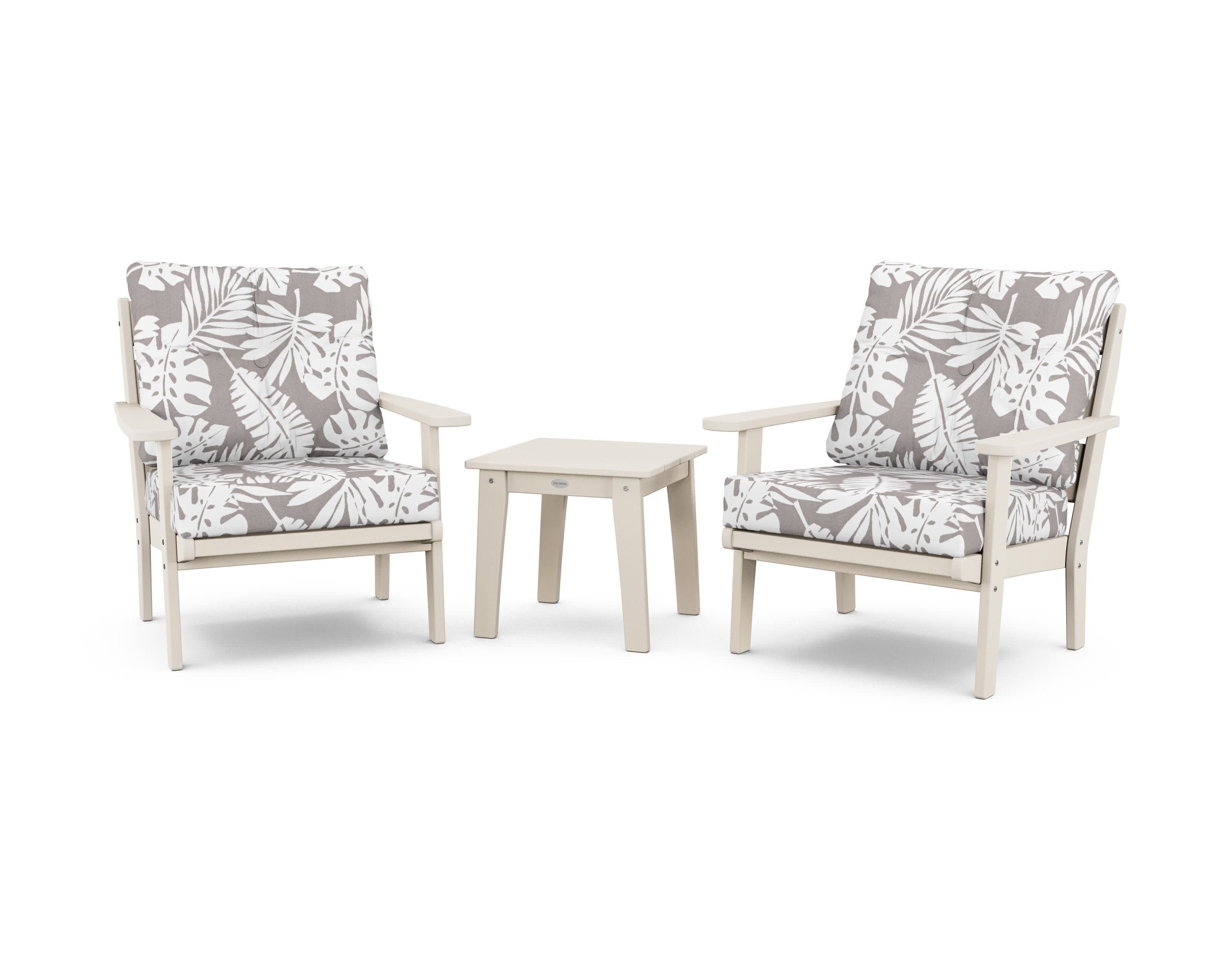 Lakeside 3-Piece Deep Seating Chair Set in Sand / Leaf Grey Mist