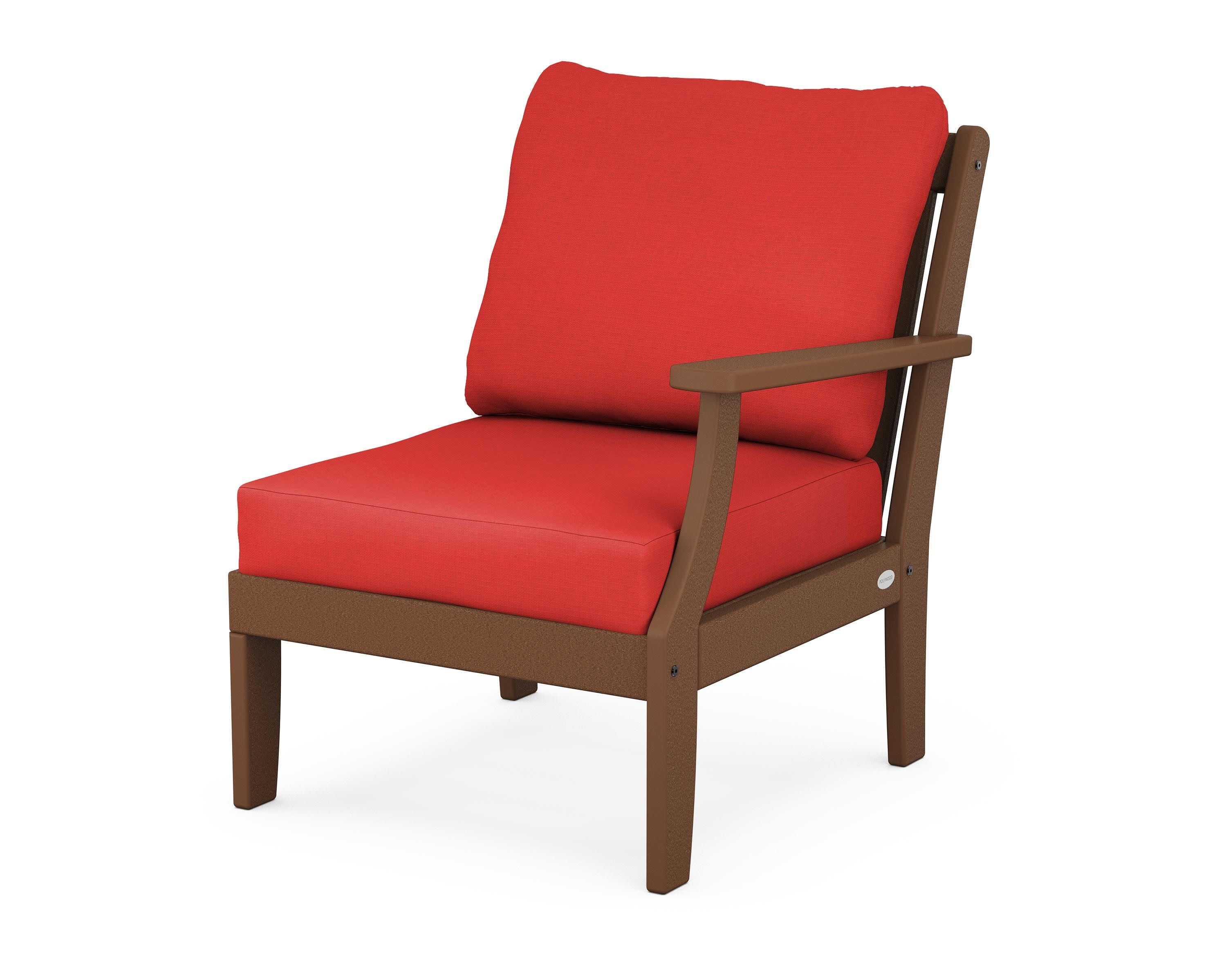 Braxton Modular Right Arm Chair in Teak / Crimson Linen