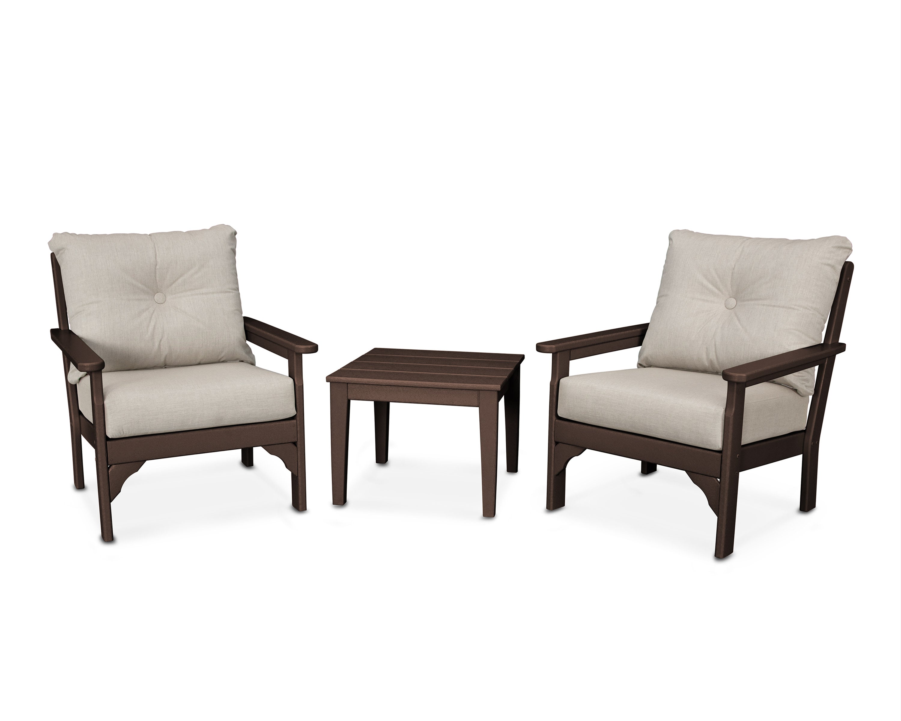 Vineyard 3-Piece Deep Seating Set in Mahogany / Cast Ash