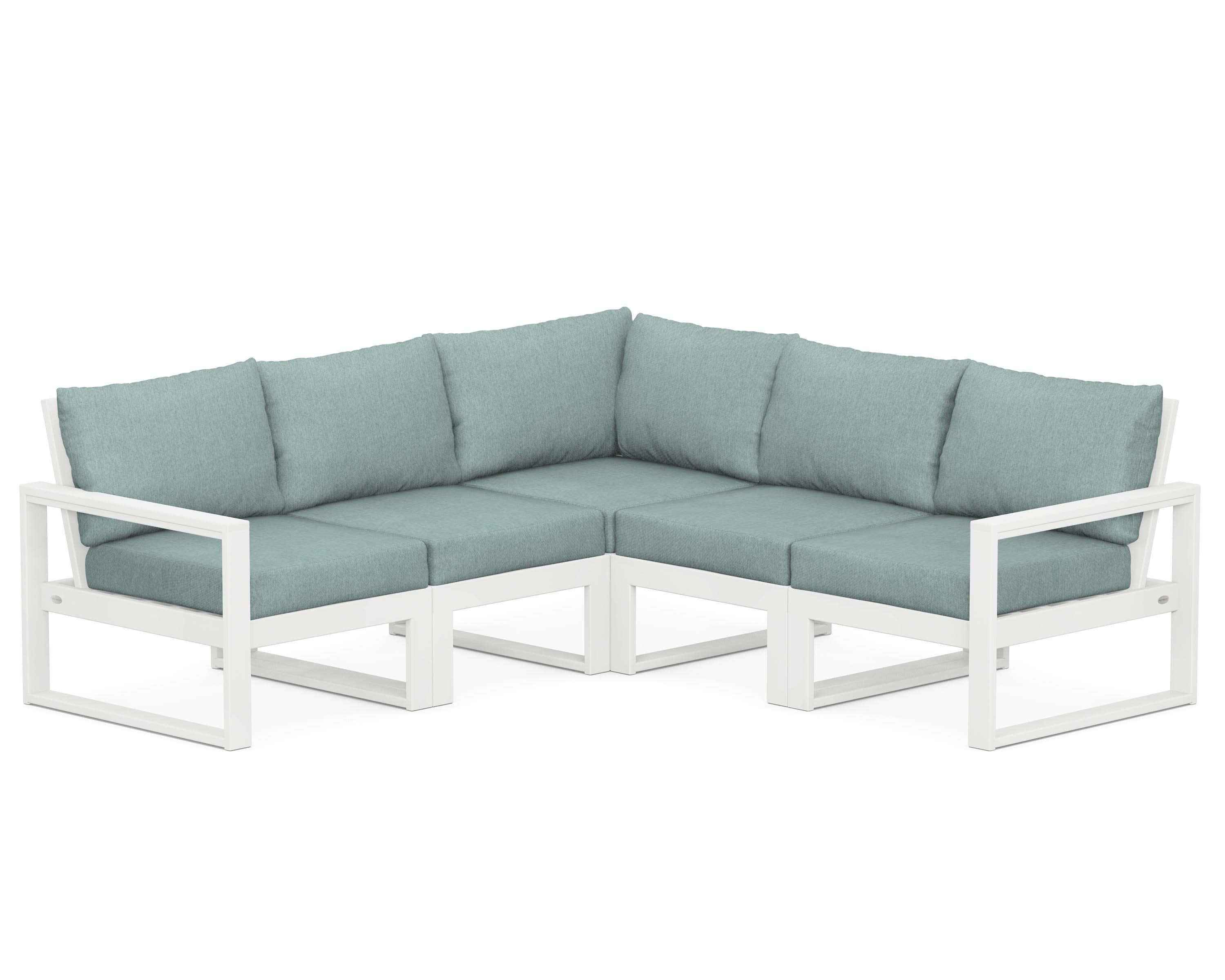 EDGE 5-Piece Modular Deep Seating Set in White / Glacier Spa