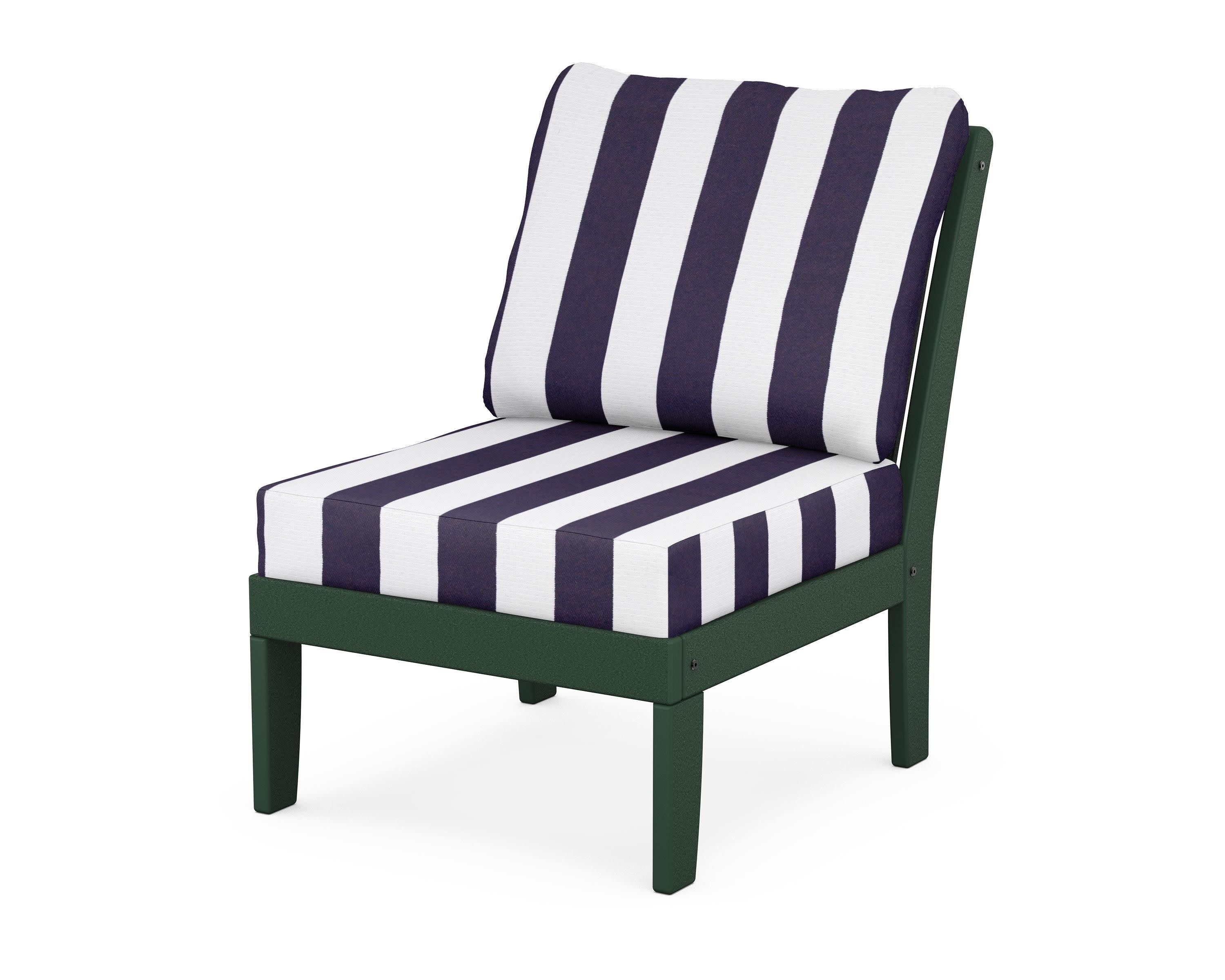 Braxton Modular Armless Chair in Green / Cabana Stripe Navy