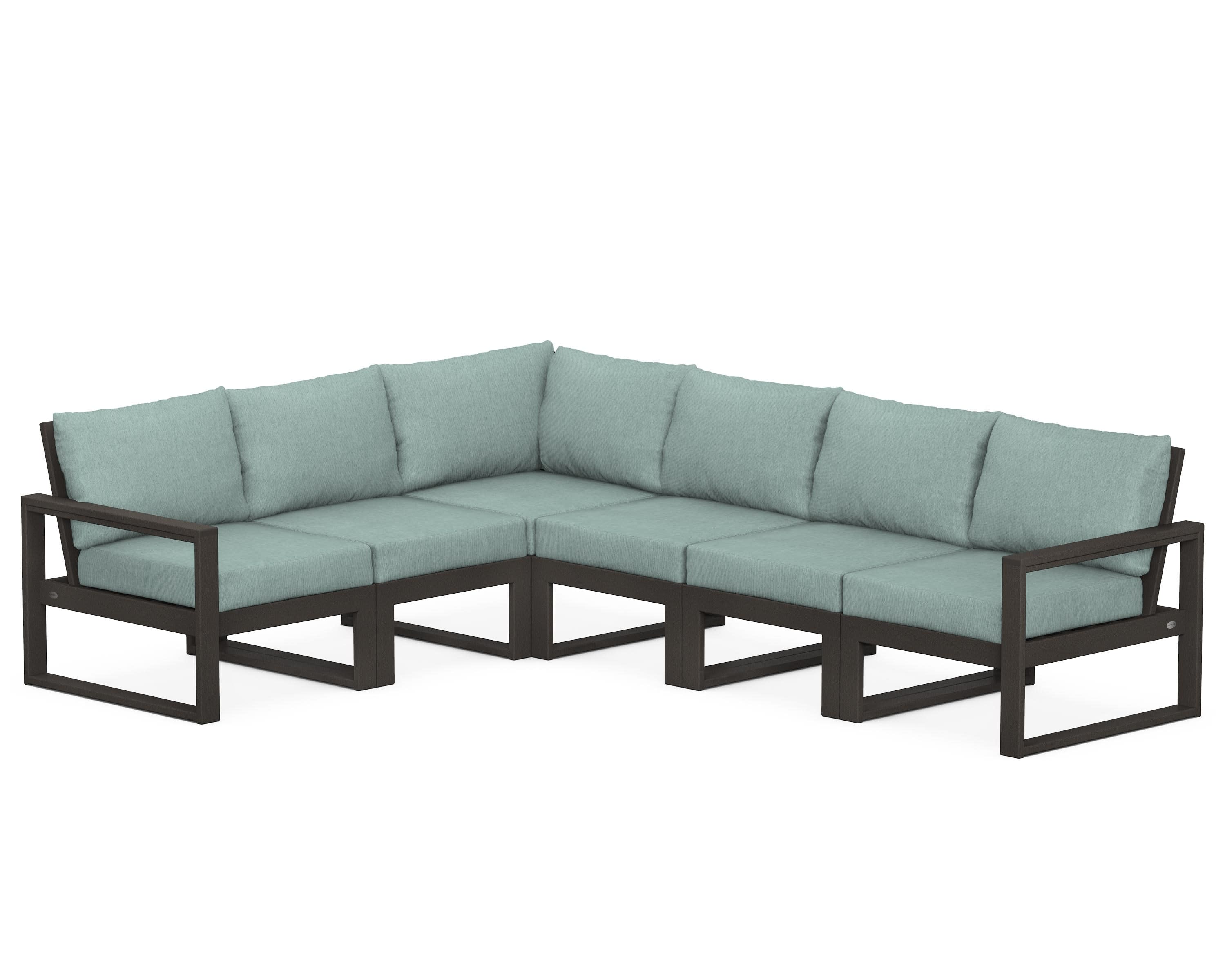 EDGE 6-Piece Modular Deep Seating Set in Vintage Coffee / Glacier Spa