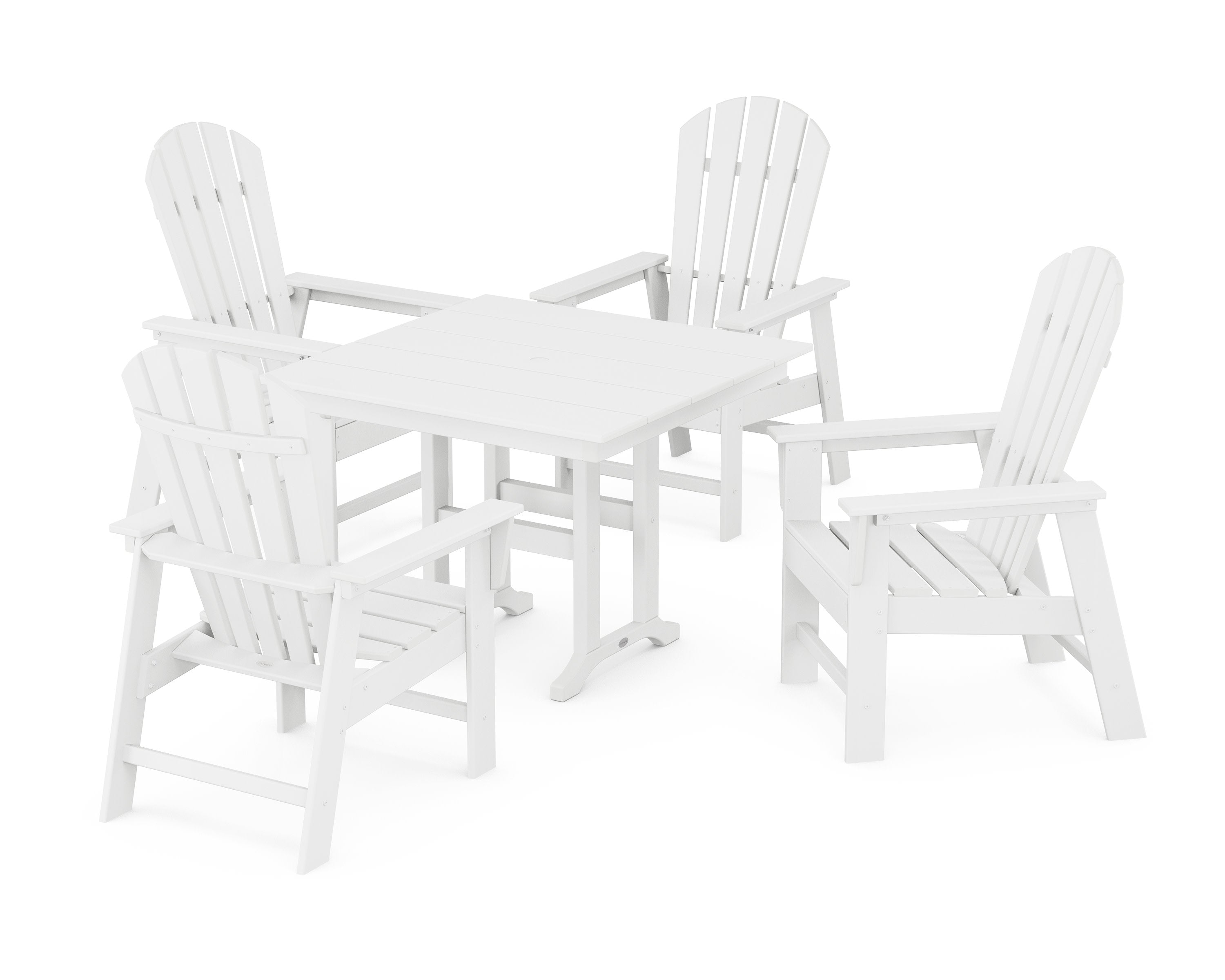 South Beach 5-Piece Farmhouse Dining Set in White