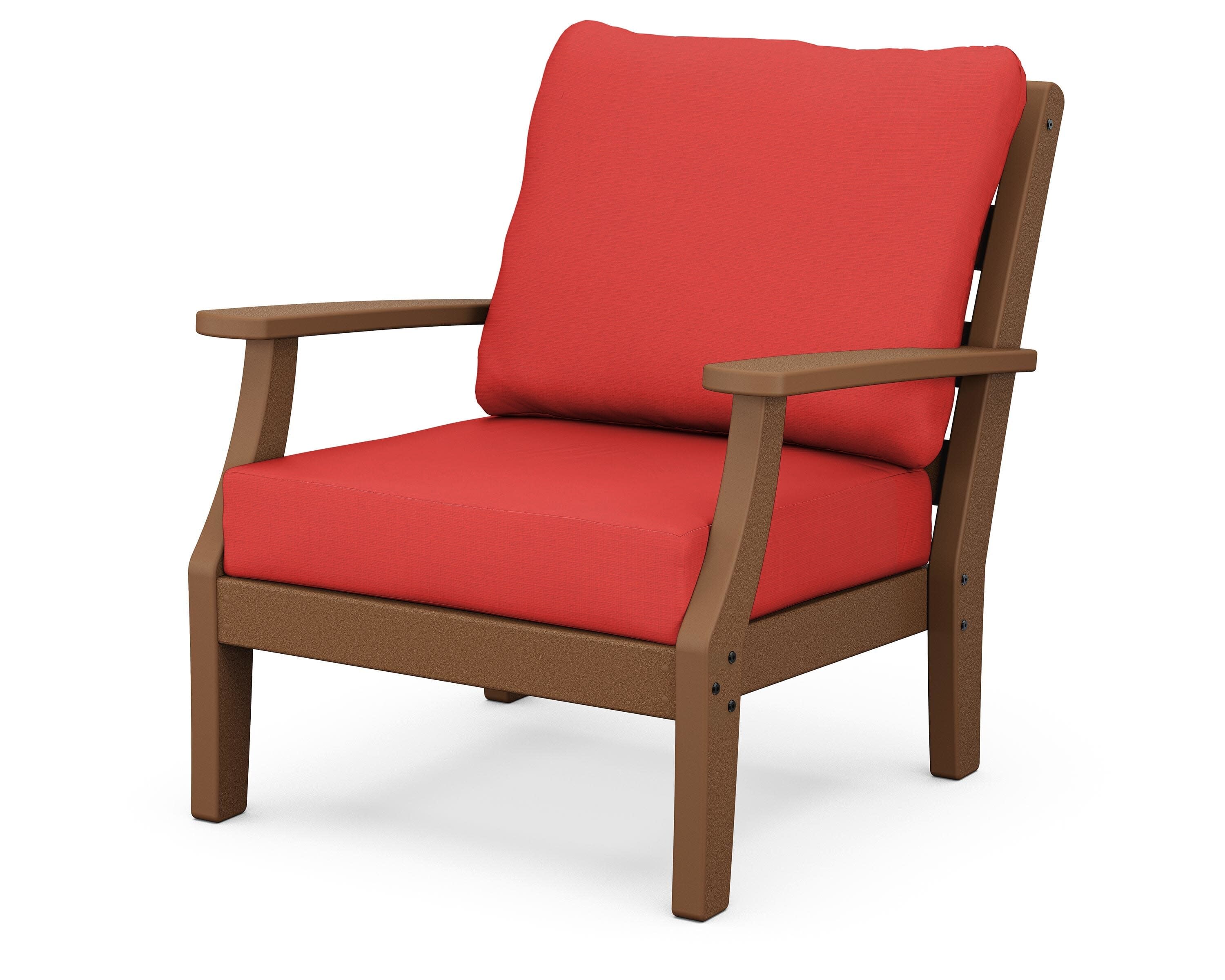 Chesapeake Deep Seating Chair in Teak / Crimson Linen