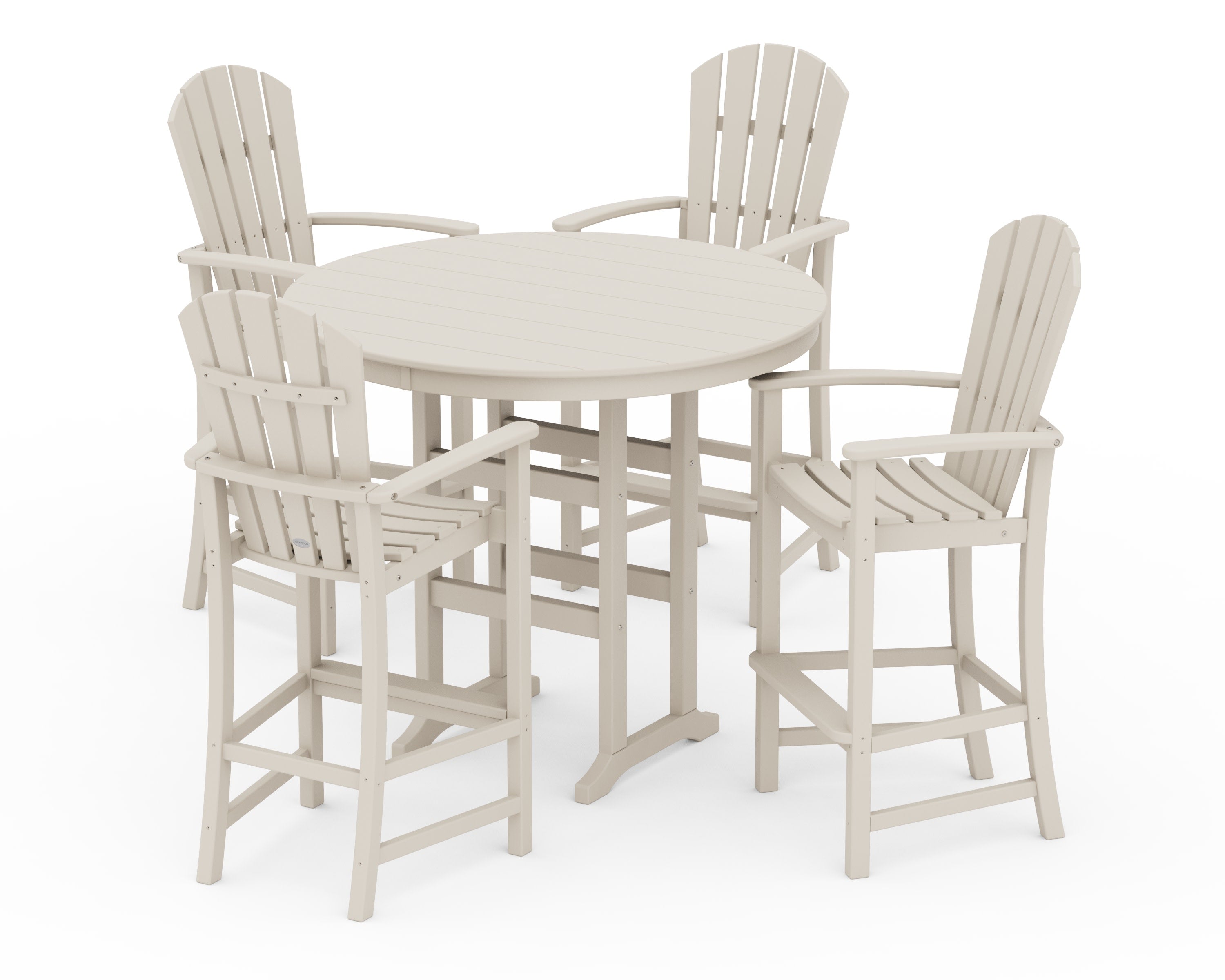 Palm Coast 5-Piece Round Farmhouse Bar Set in Sand