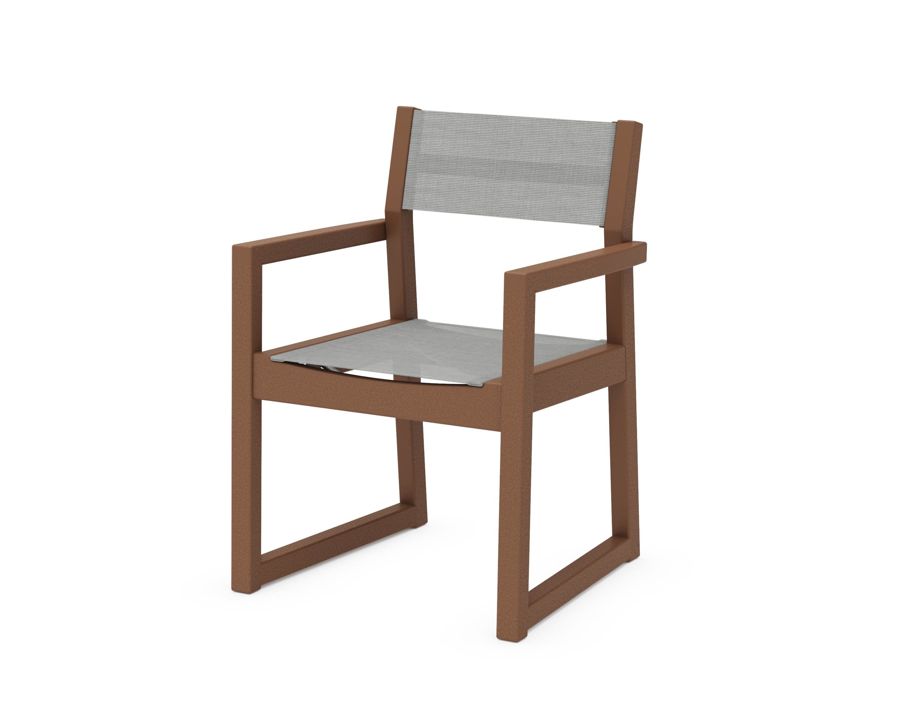 EDGE Sling Dining Arm Chair in Teak / Metallic Sling