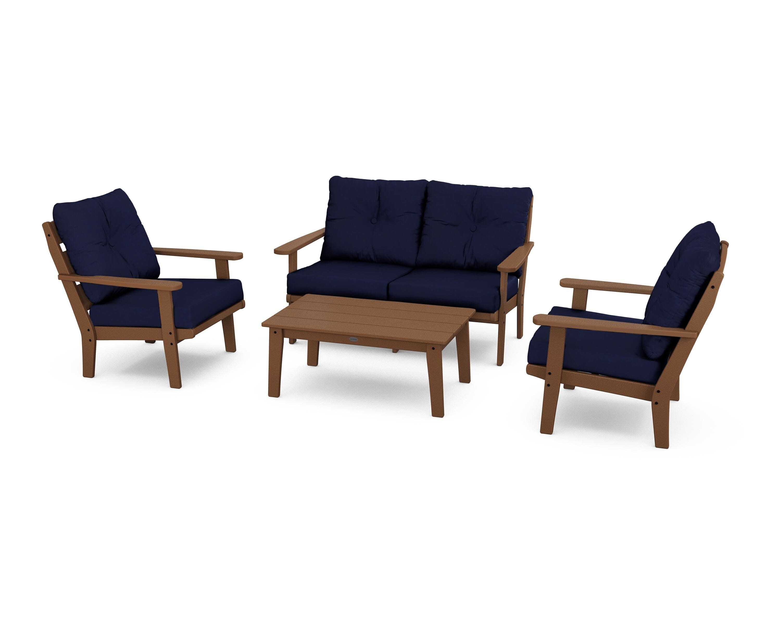 Lakeside 4-Piece Deep Seating Set in Teak / Navy