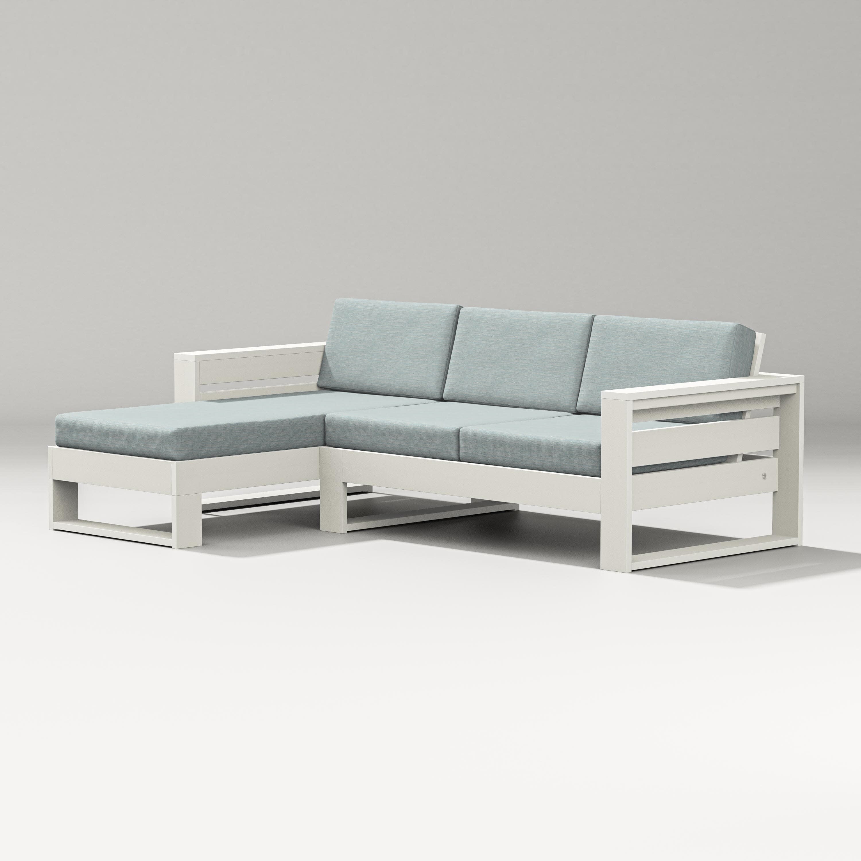 Latitude Left Chaise Sectional in Vintage White / Soothe Mist