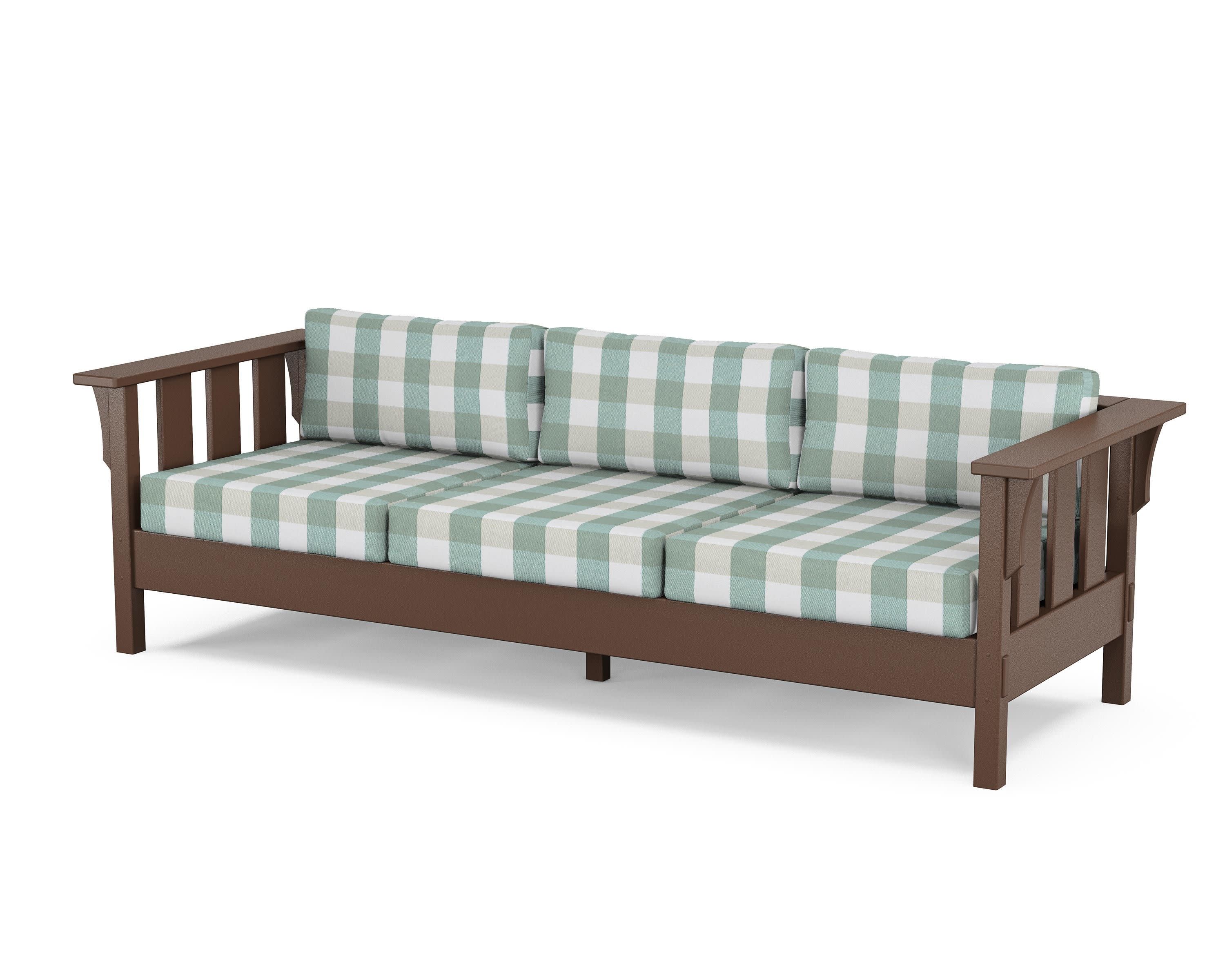 Acadia Deep Seating Sofa in Mahogany / Buffalo Plaid Glacier Spa