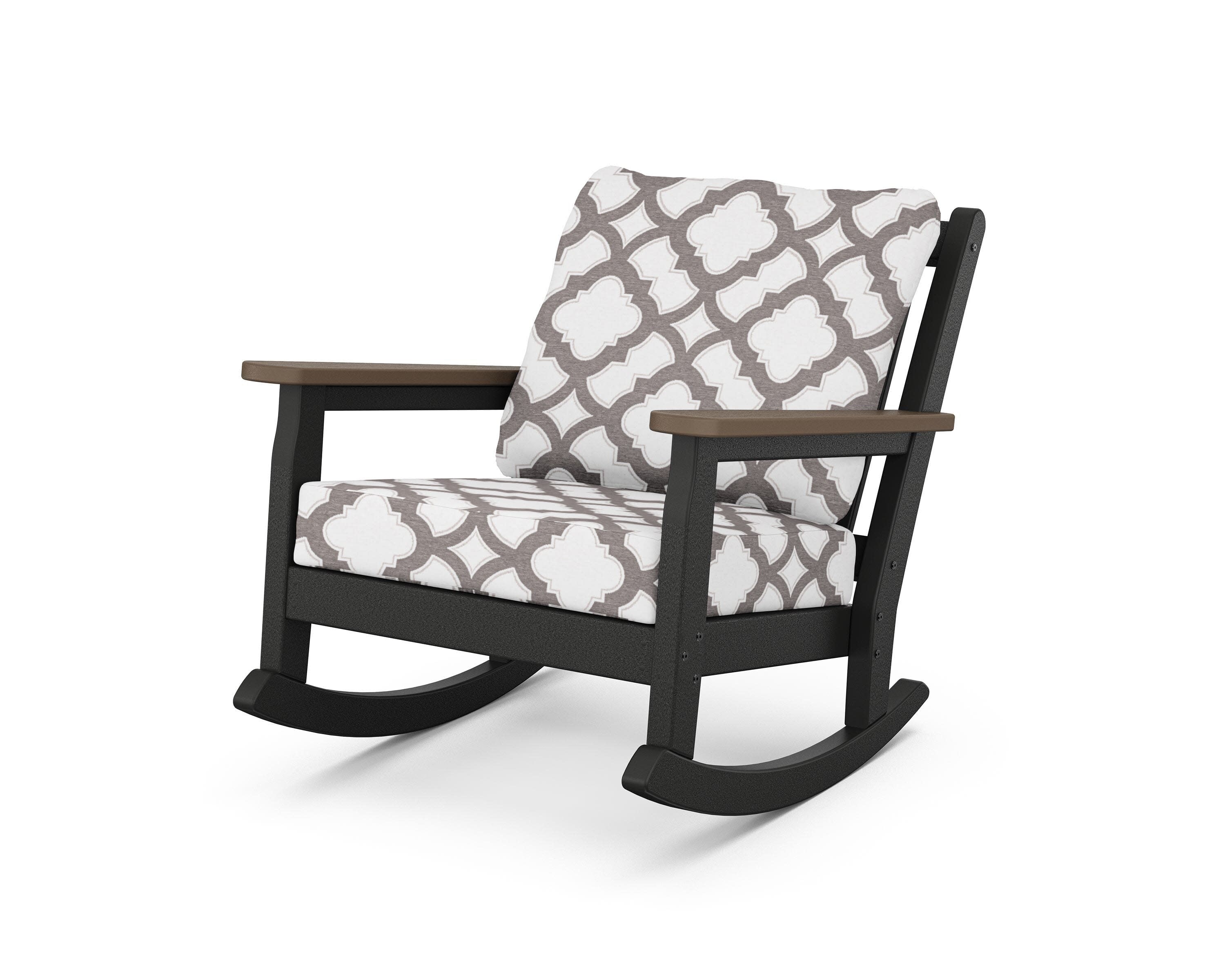 Chippendale Deep Seating Rocking Chair in Black / Kona / Trellis Grey Mist