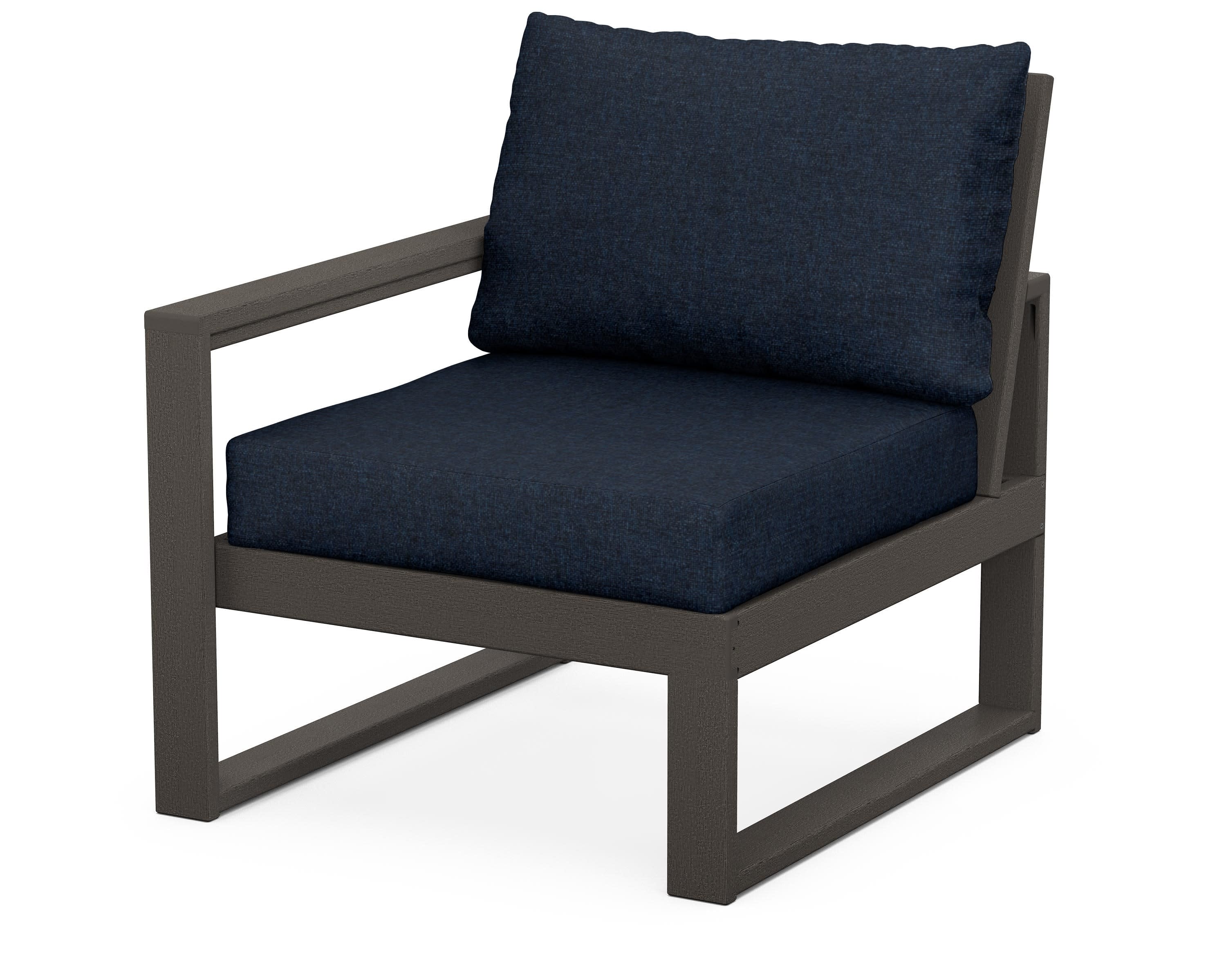 EDGE Modular Left Arm Chair in Vintage Coffee / Marine Indigo