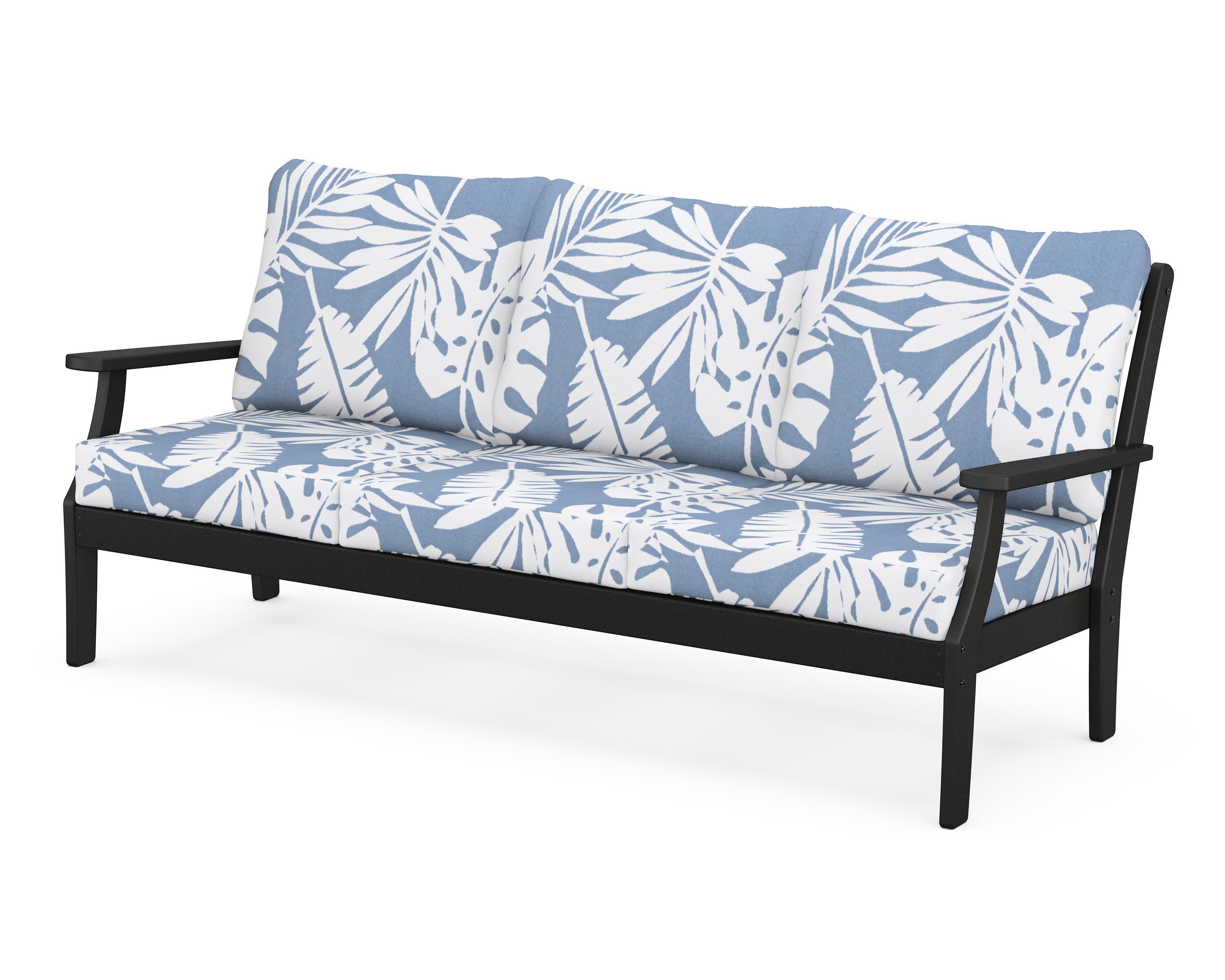 Braxton Deep Seating Sofa in Black / Leaf Sky Blue