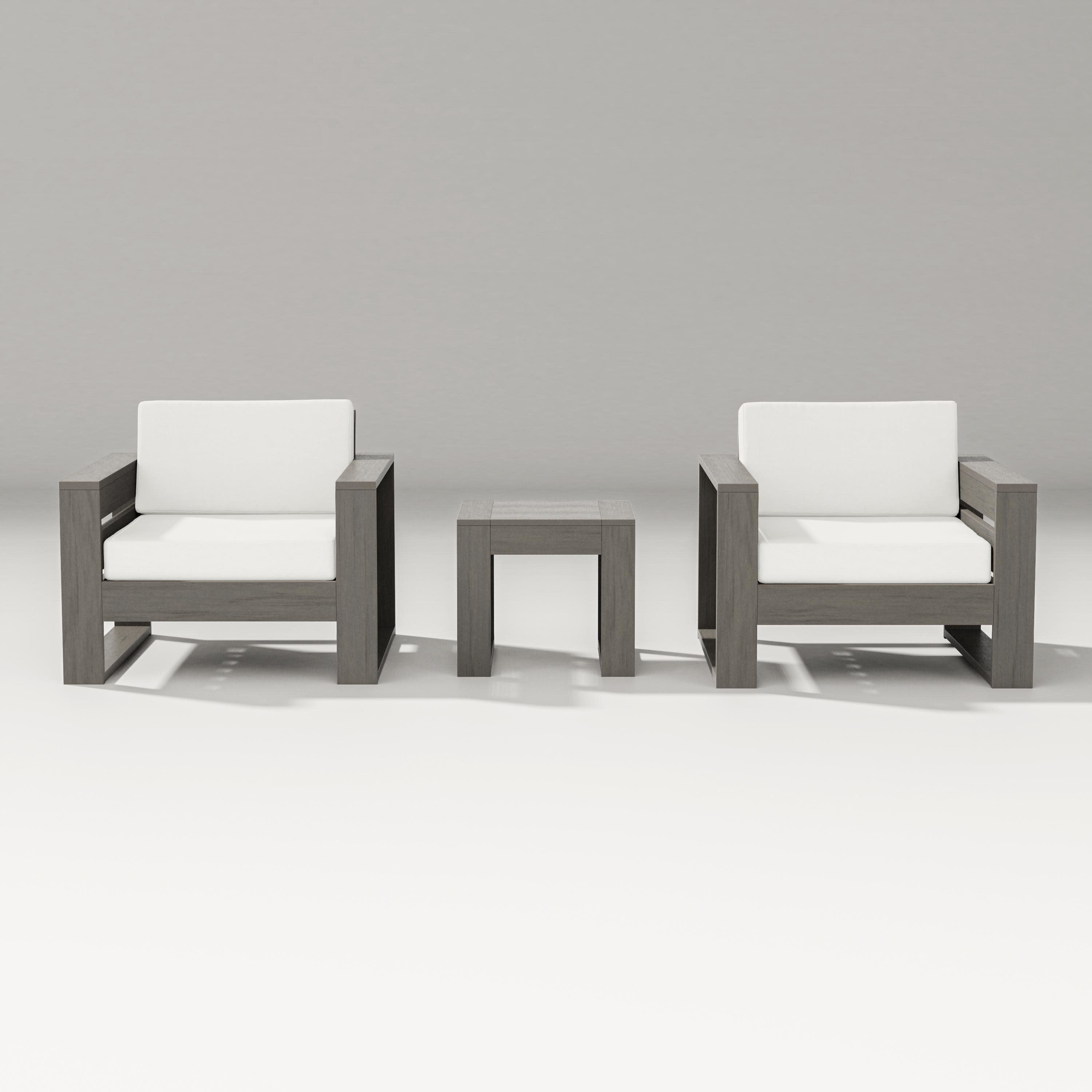 Latitude 3-Piece Lounge Chair Set in Driftwood / Natural Linen