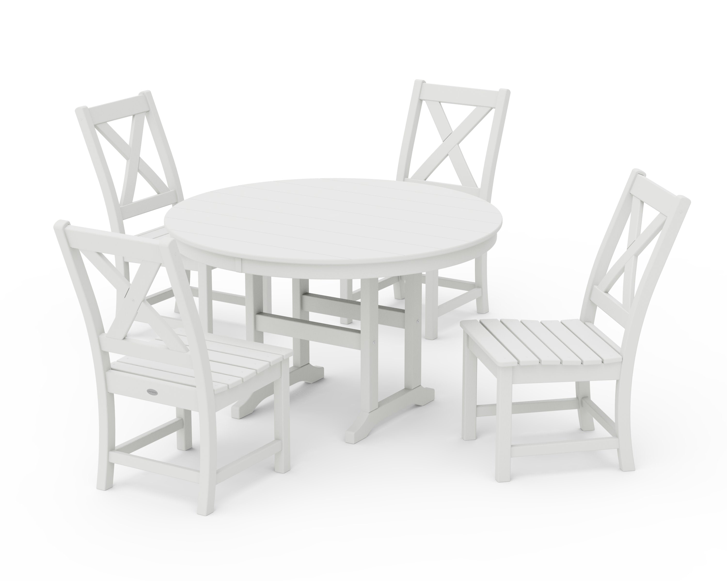 Braxton Side Chair 5-Piece Round Dining Set in Vintage White